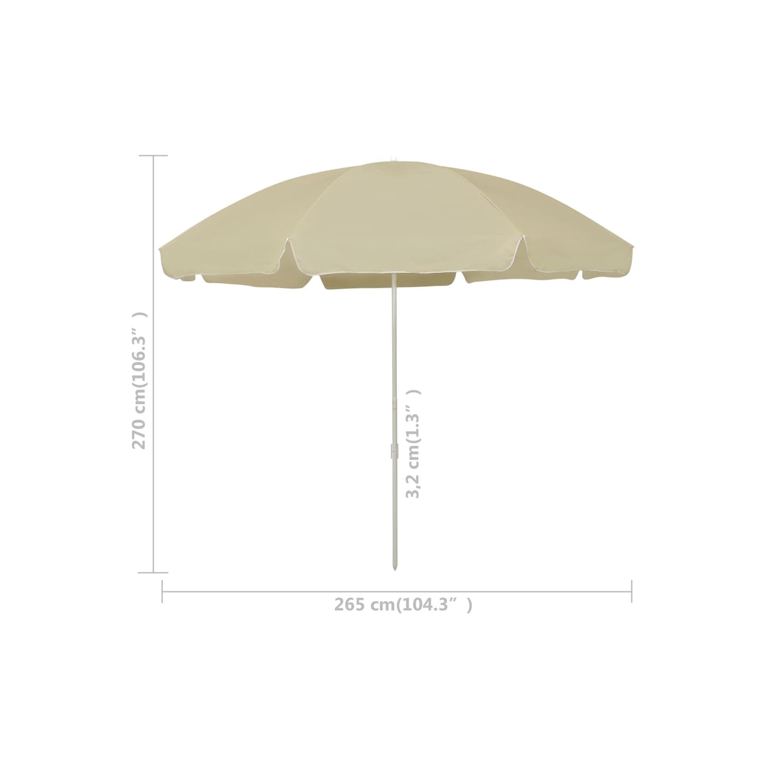 vidaXL Beach Umbrella Sand Yellow 118.1"