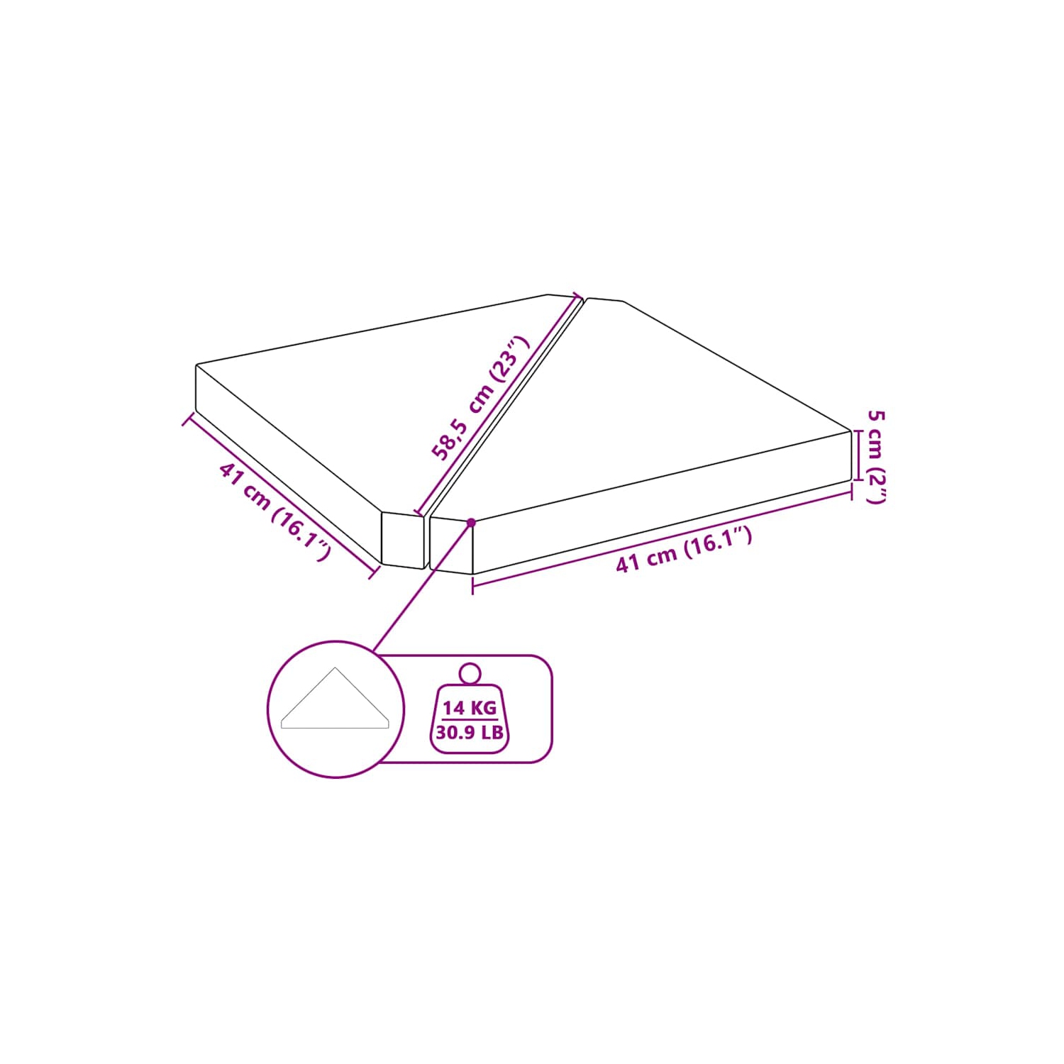 vidaXL Umbrella Weight Plates 2 pcs Grey Granite Triangular 14 kg