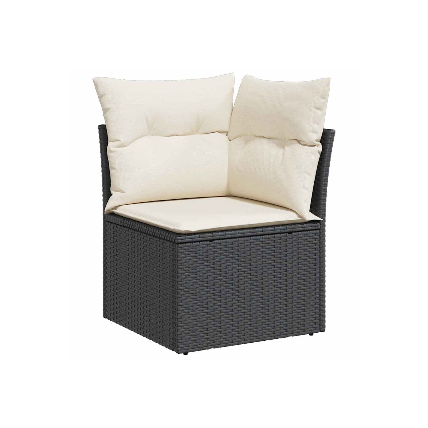 vidaXL Garden Sofa Corner with Cushions Black Poly Rattan