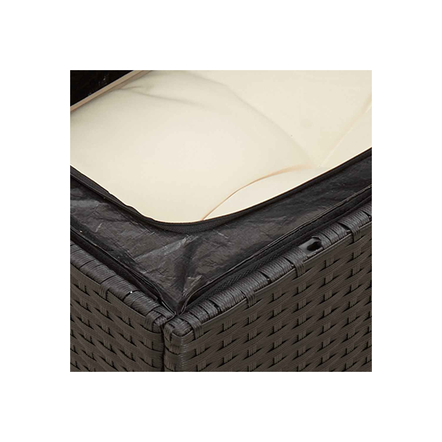 vidaXL Garden Sofa Corner with Cushions Black Poly Rattan