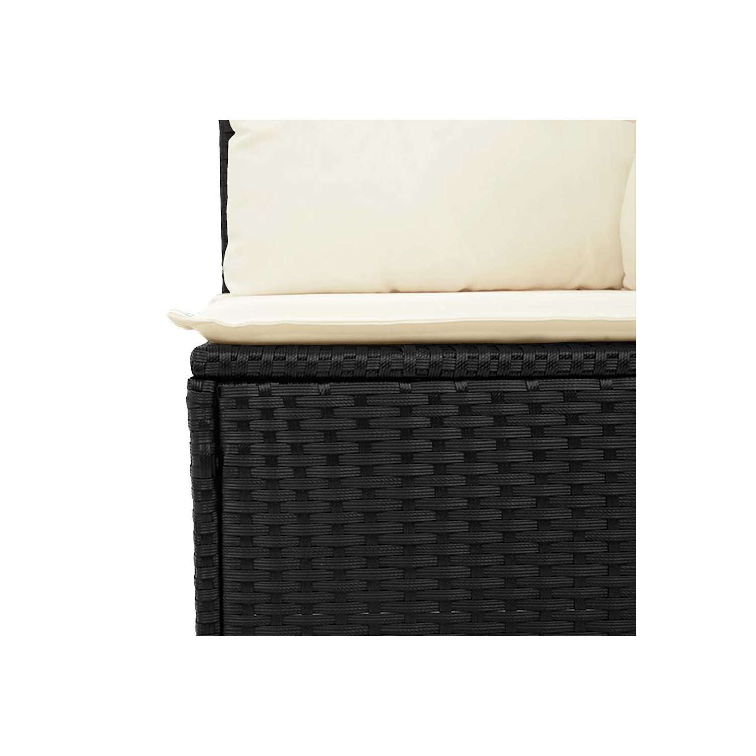 vidaXL Garden Sofa Corner with Cushions Black Poly Rattan