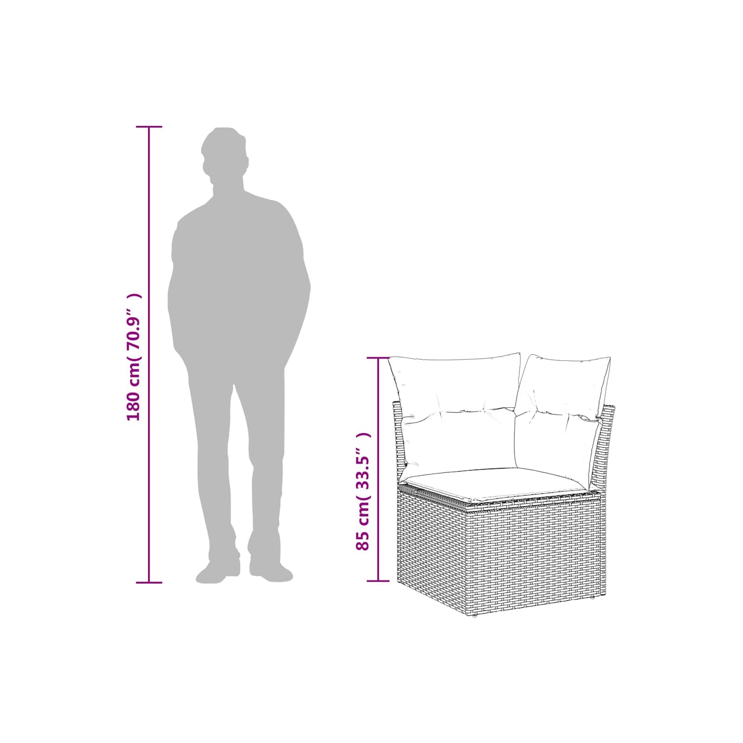 vidaXL Garden Sofa Corner with Cushions Black Poly Rattan