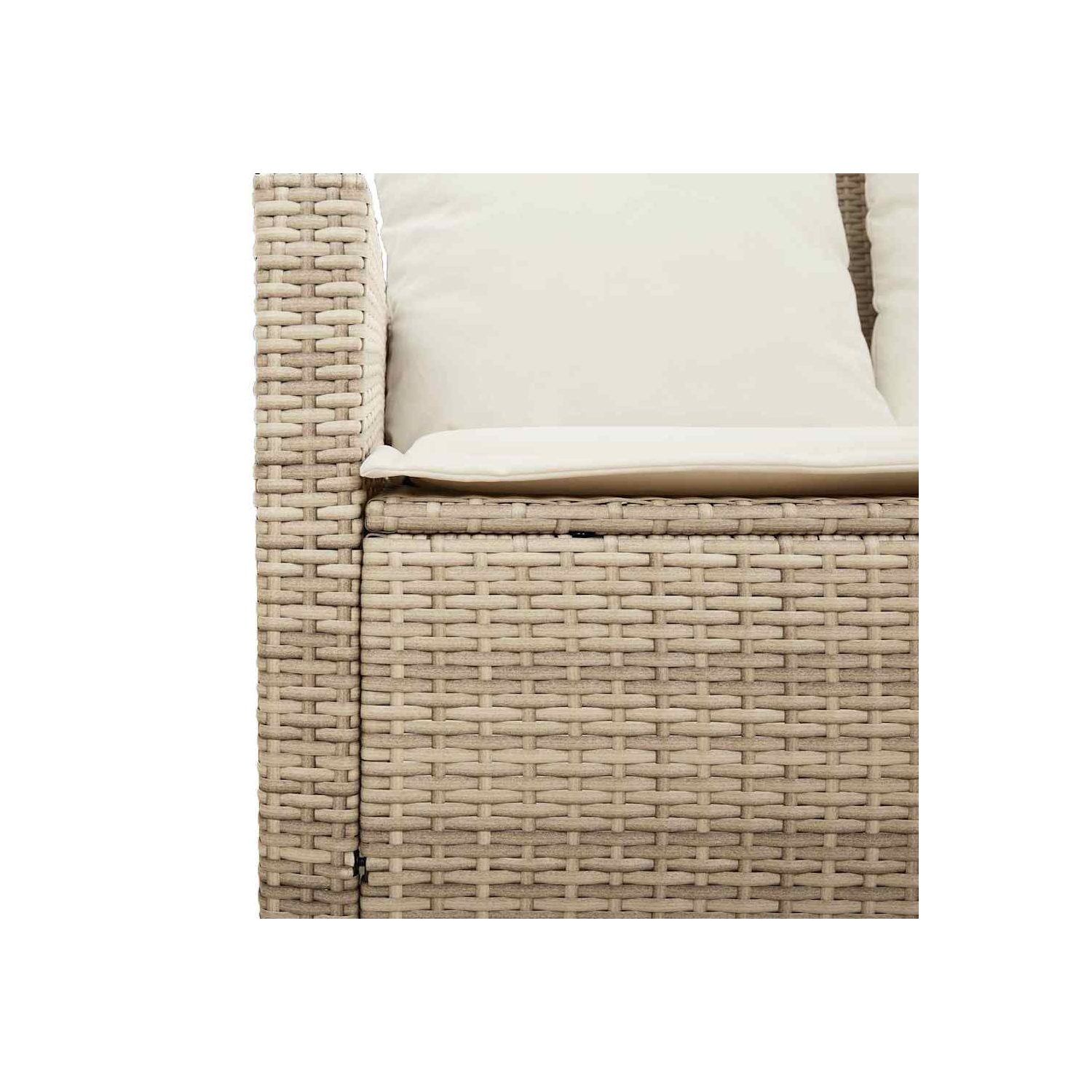 vidaXL Garden Sofa 3-Seater with Cushions&Table Beige Poly Rattan