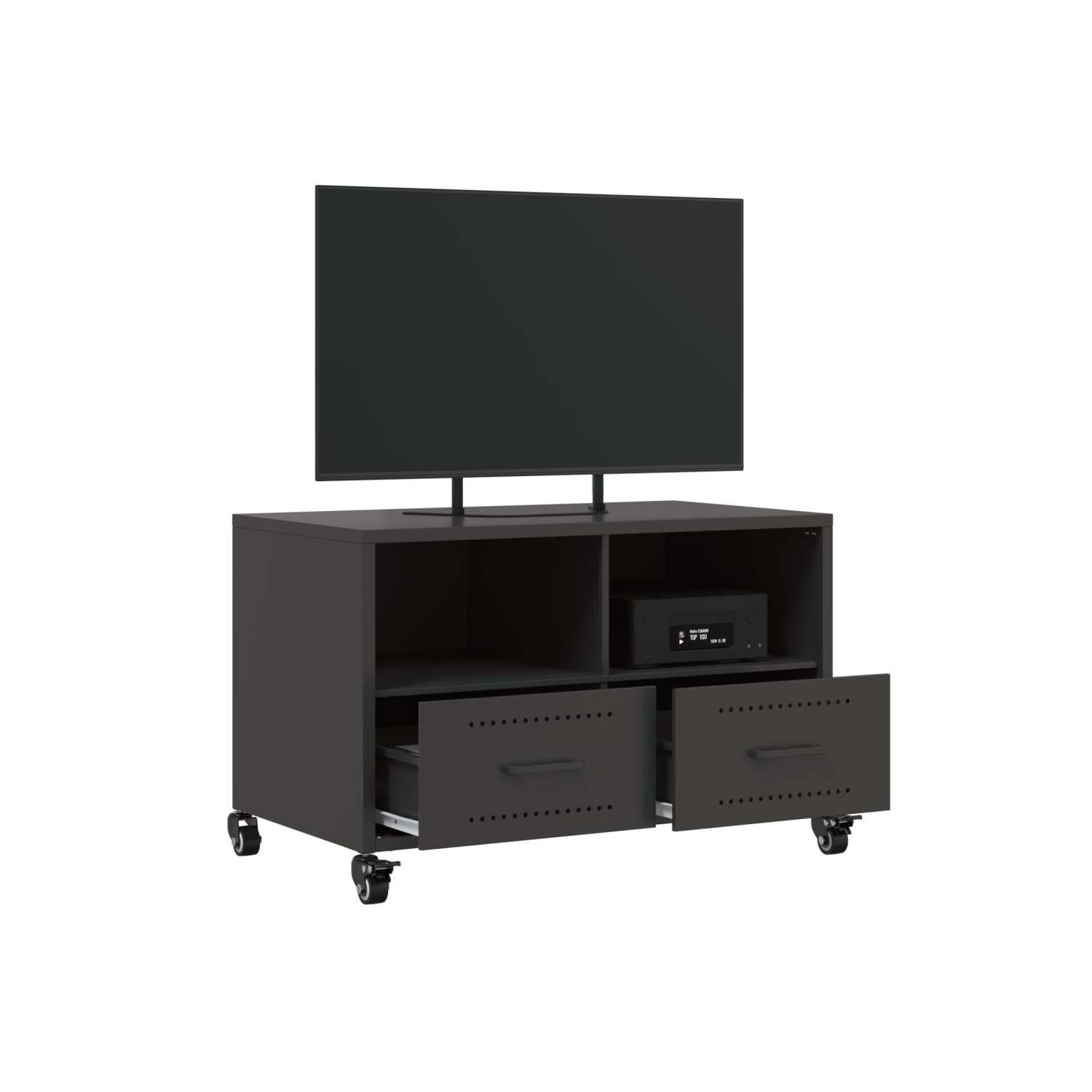 vidaXL TV Cabinet Black 68x39x43.5 cm Steel
