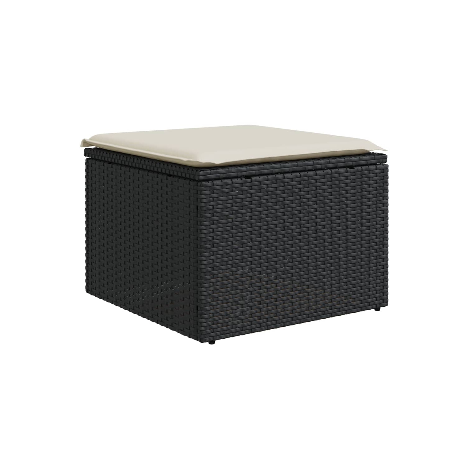 vidaXL Garden Stool with Cushion Black 55x55x37 cm Poly Rattan
