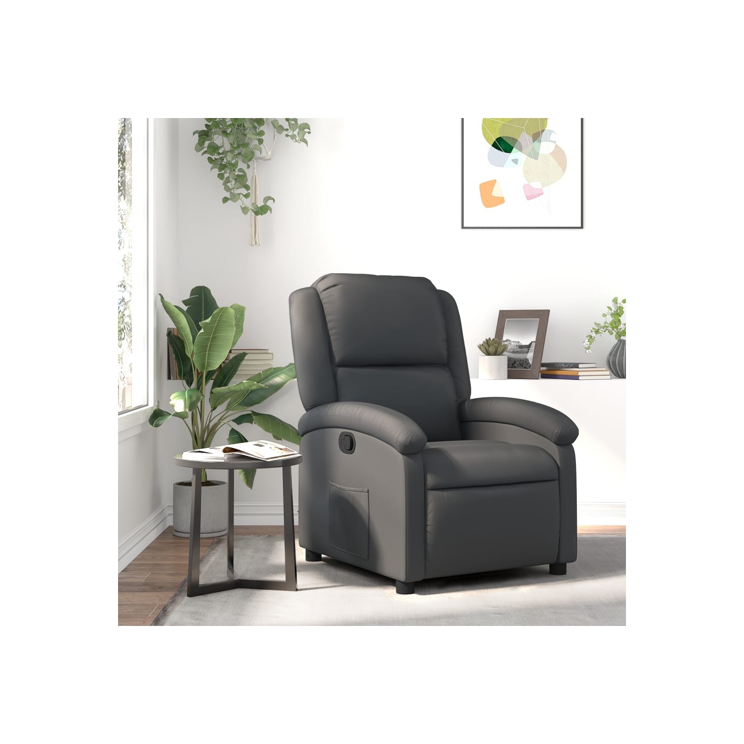 Fauteuil inclinable vidaXL en cuir véritable gris