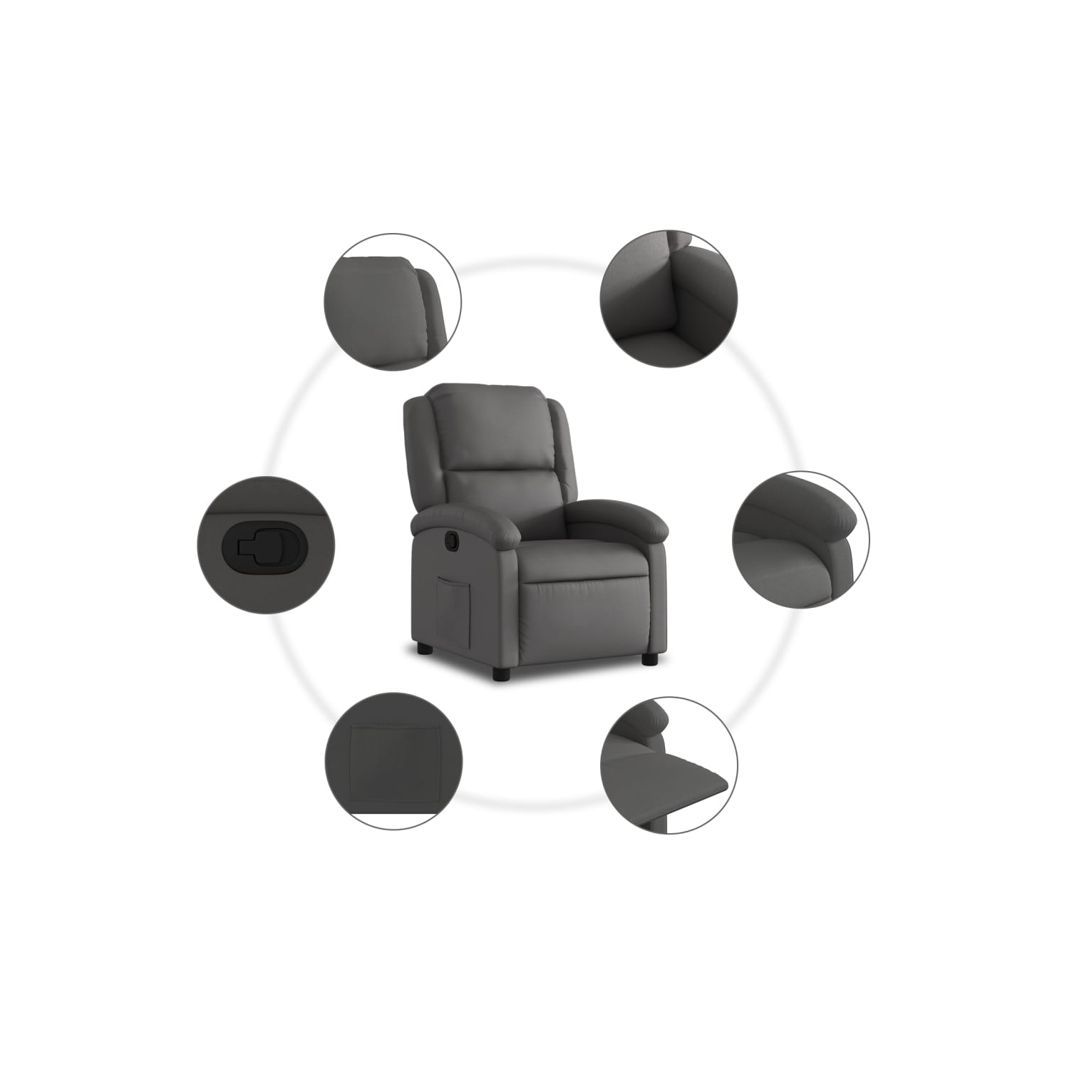 Fauteuil inclinable vidaXL en cuir véritable gris