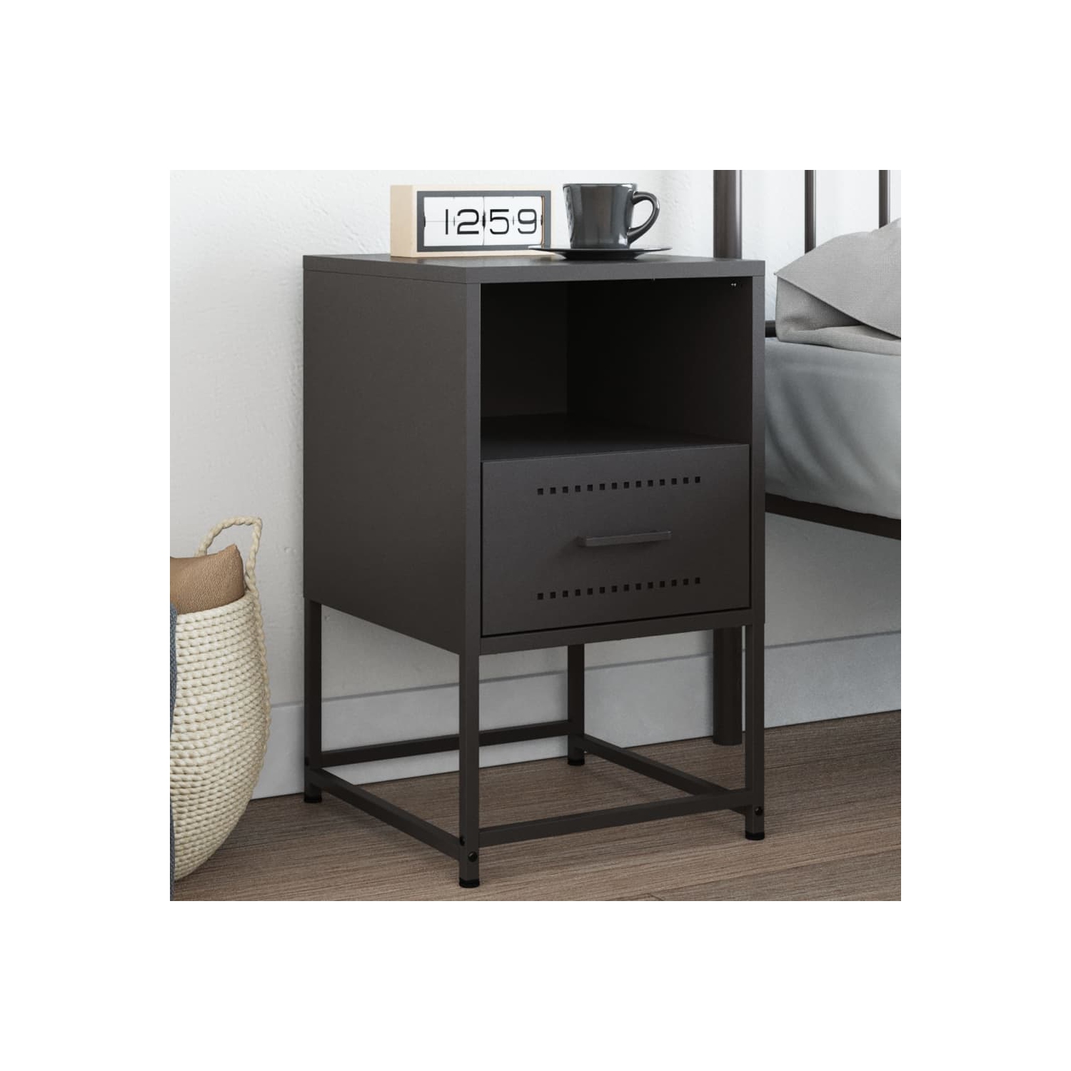 Armoire de chevet vidaXL noir 36x39x60.5&nbsp;cm acier