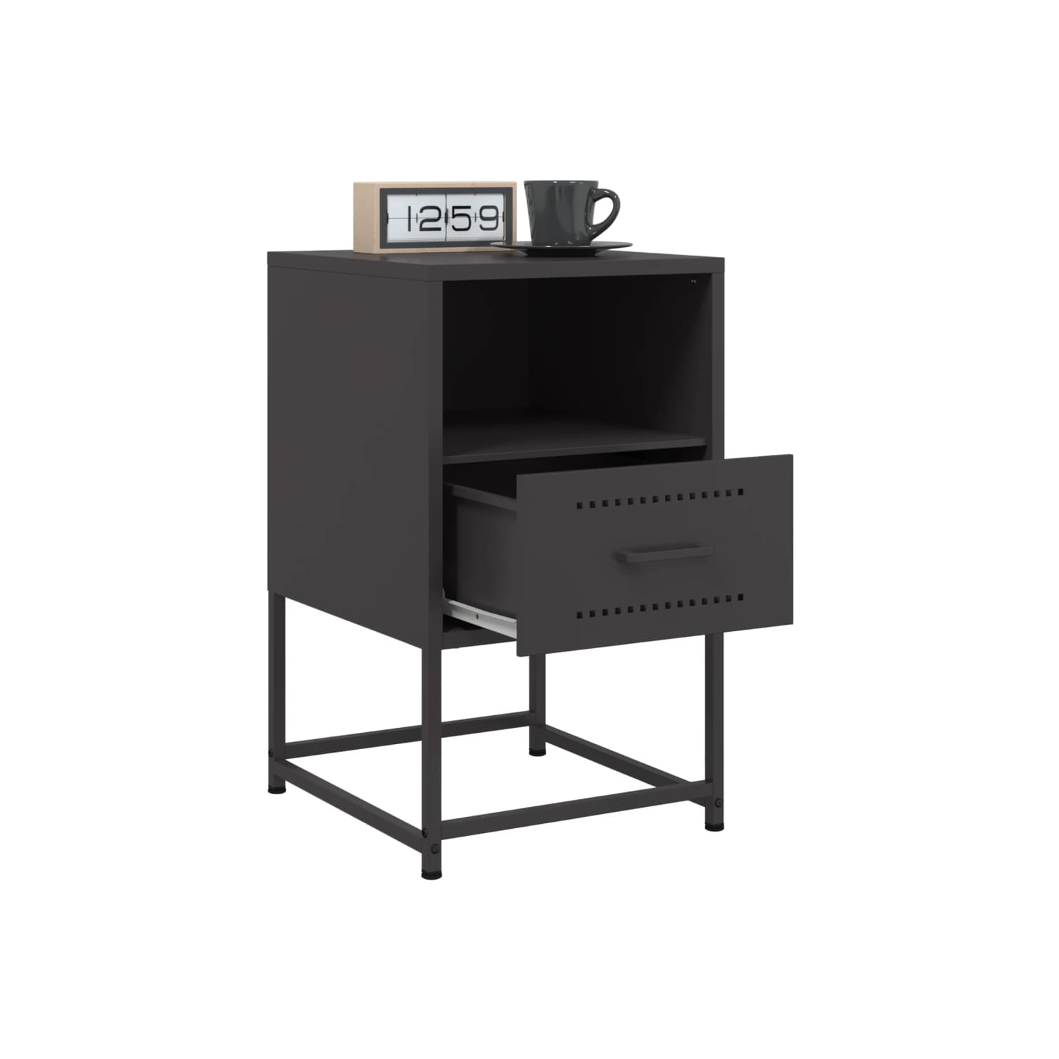 Armoire de chevet vidaXL noir 36x39x60.5&nbsp;cm acier