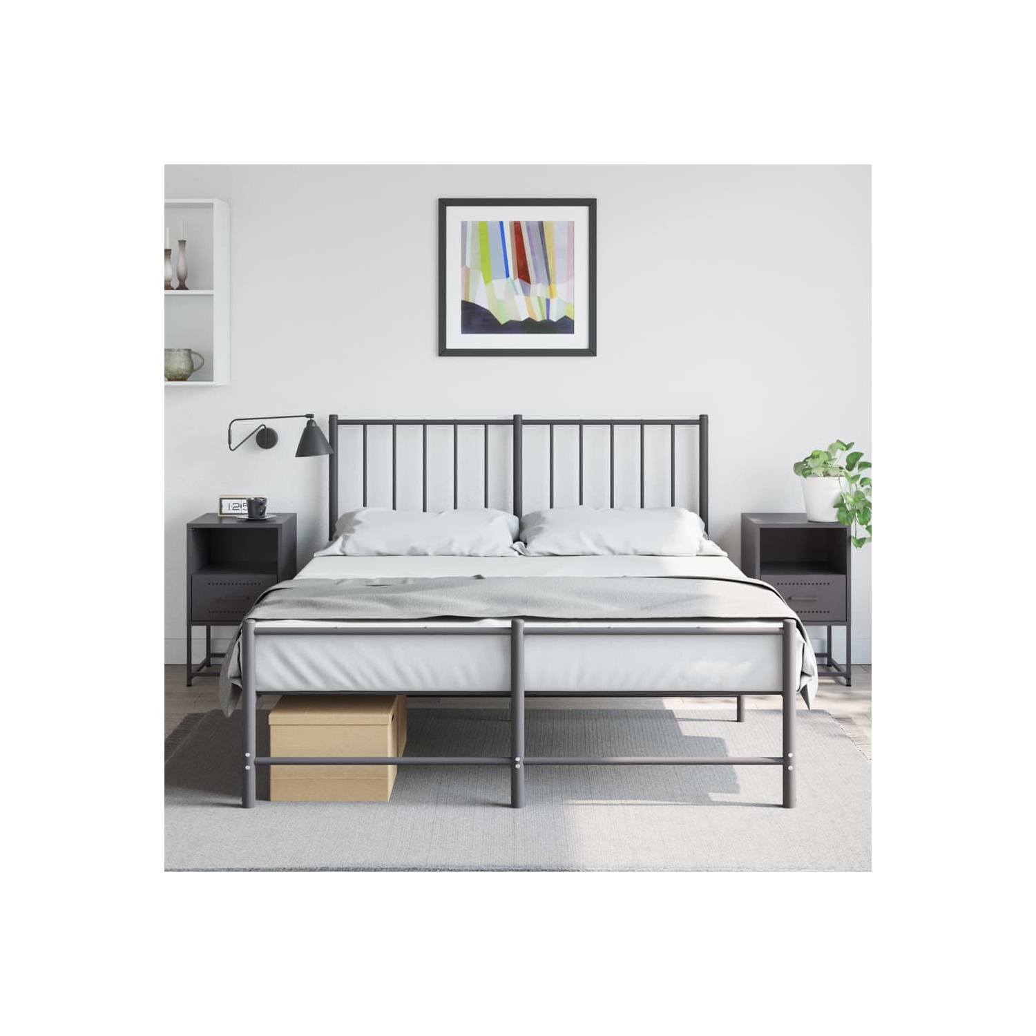 VidaXL Armoires de chevet 2 pièces Noir 36x39x60.5&nbsp;cm Acier