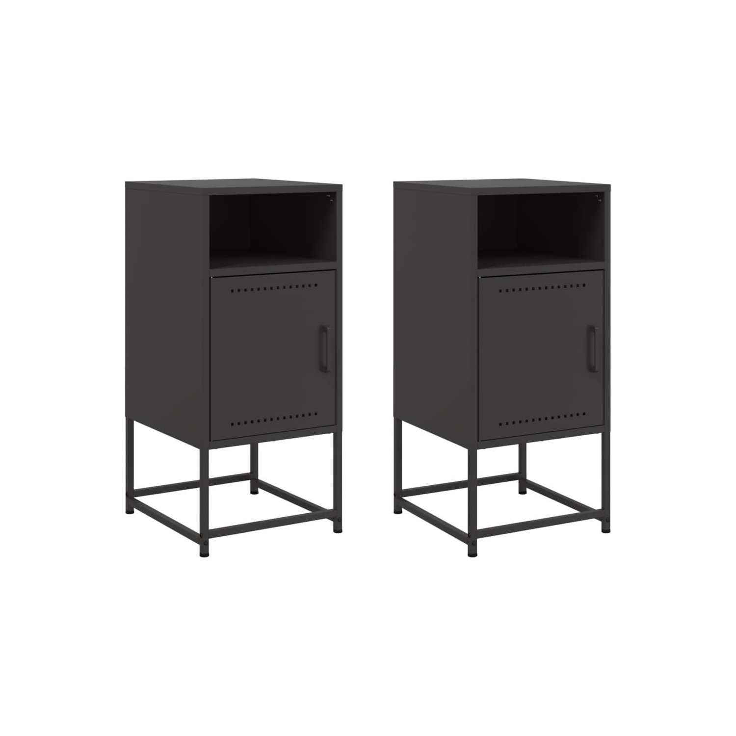 Armoires de chevet vidaXL 2 pièces en acier 36 x 39 x 78&nbsp;cm noir