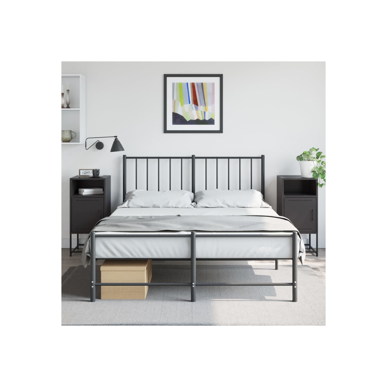 Armoires de chevet vidaXL 2 pièces en acier 36 x 39 x 78&nbsp;cm noir