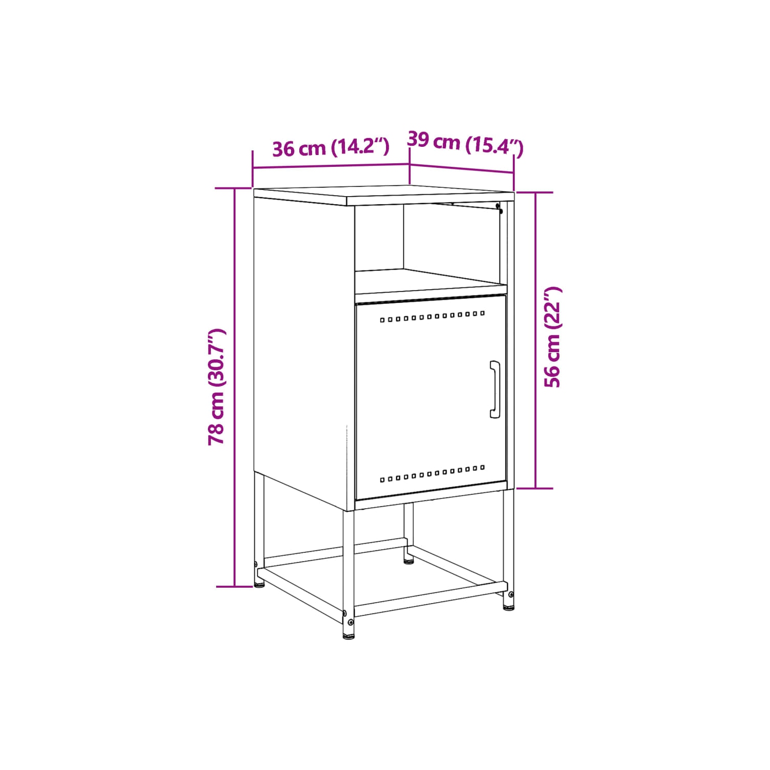 Armoires de chevet vidaXL 2 pièces en acier 36 x 39 x 78&nbsp;cm noir