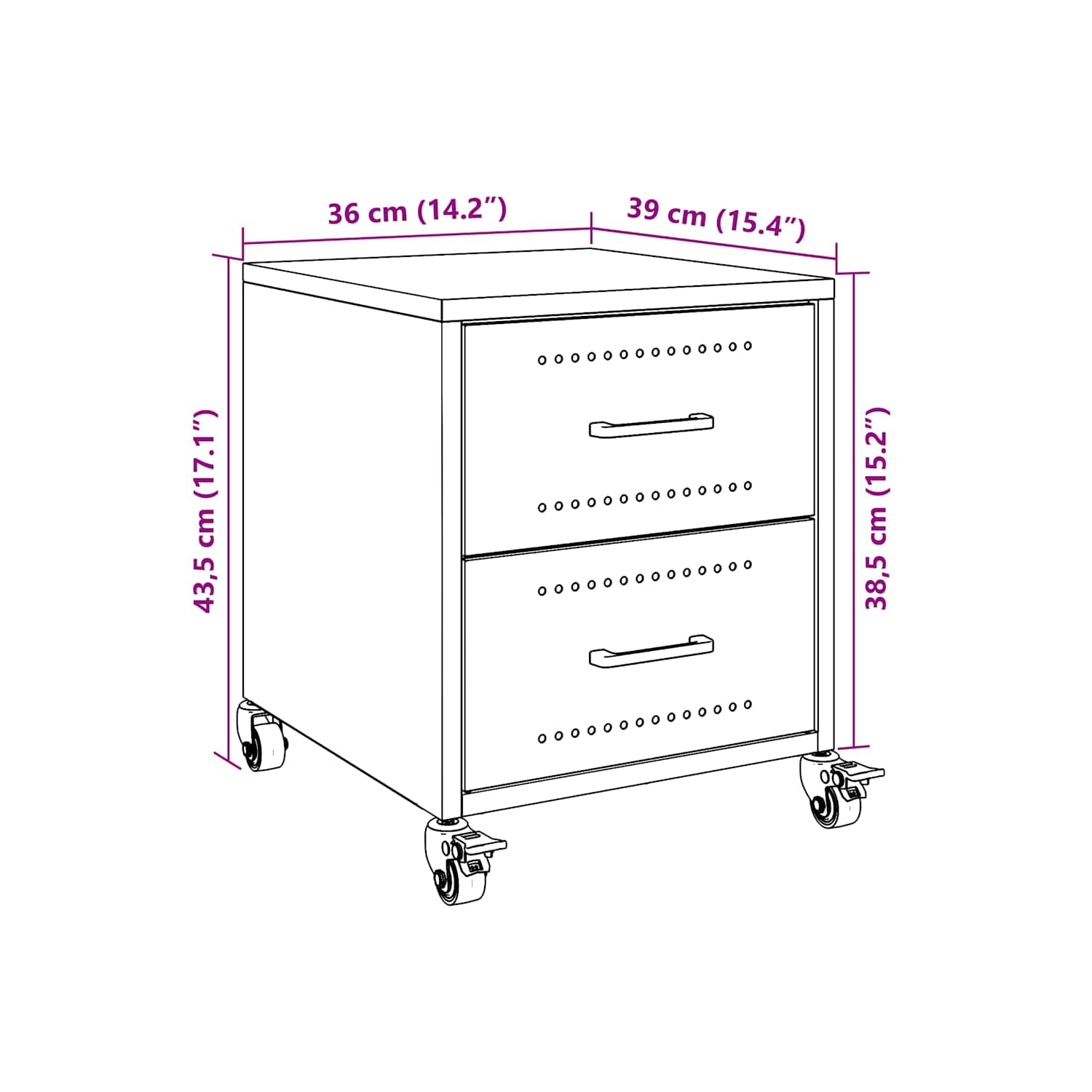 Armoires vidaXL 2 pièces Noir 36x39x43.5&nbsp;cm Acier