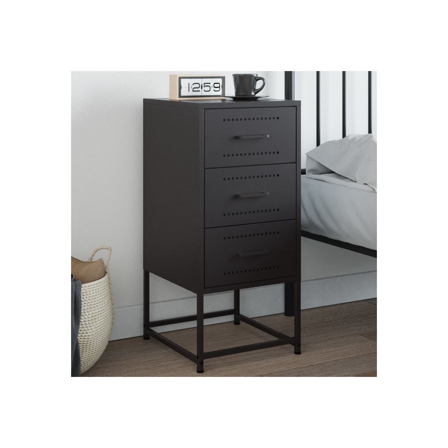 Armoire de chevet vidaXL en acier 36 x 39 x 78&nbsp;cm noir