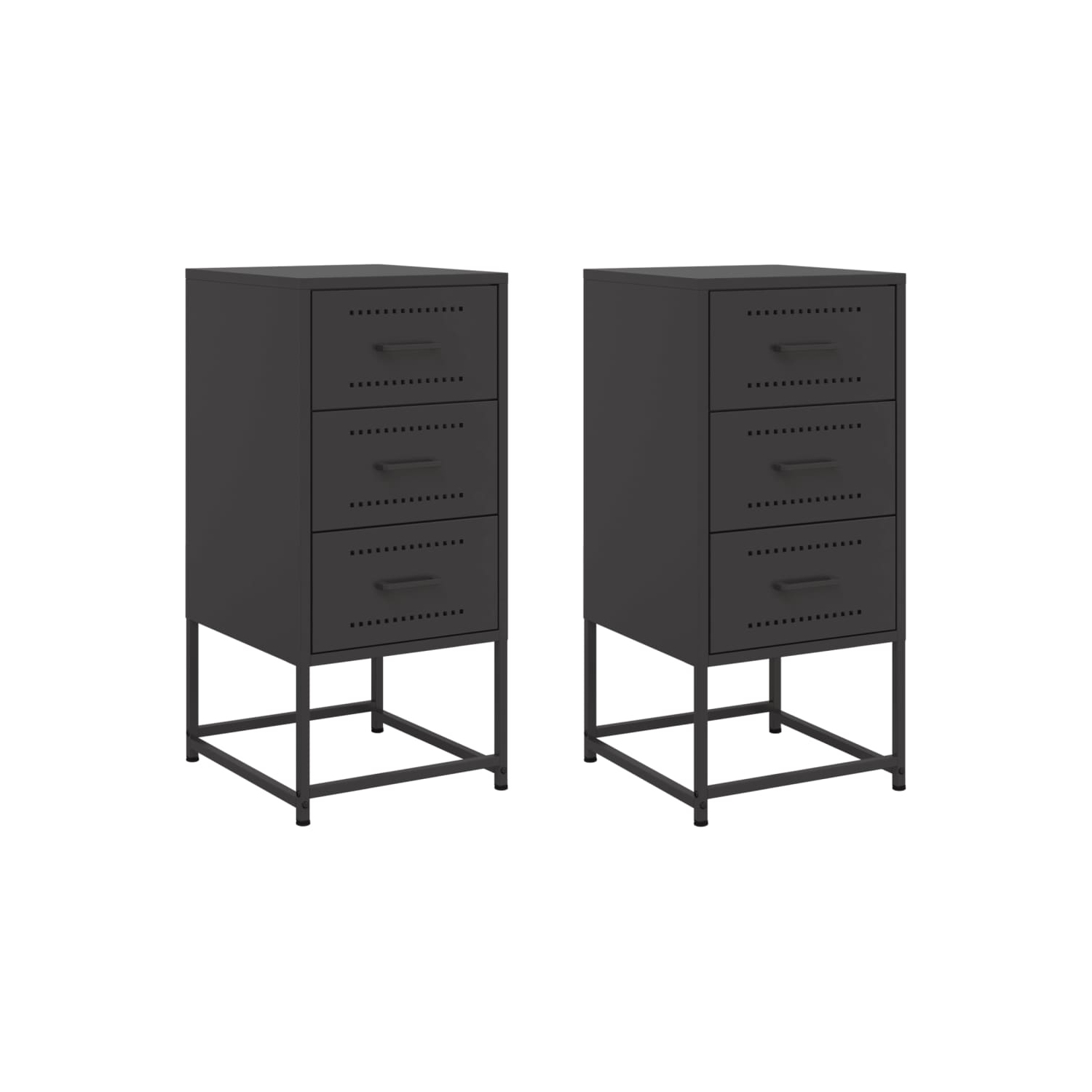 Armoires de chevet vidaXL 2 pièces en acier 36 x 39 x 78&nbsp;cm noir