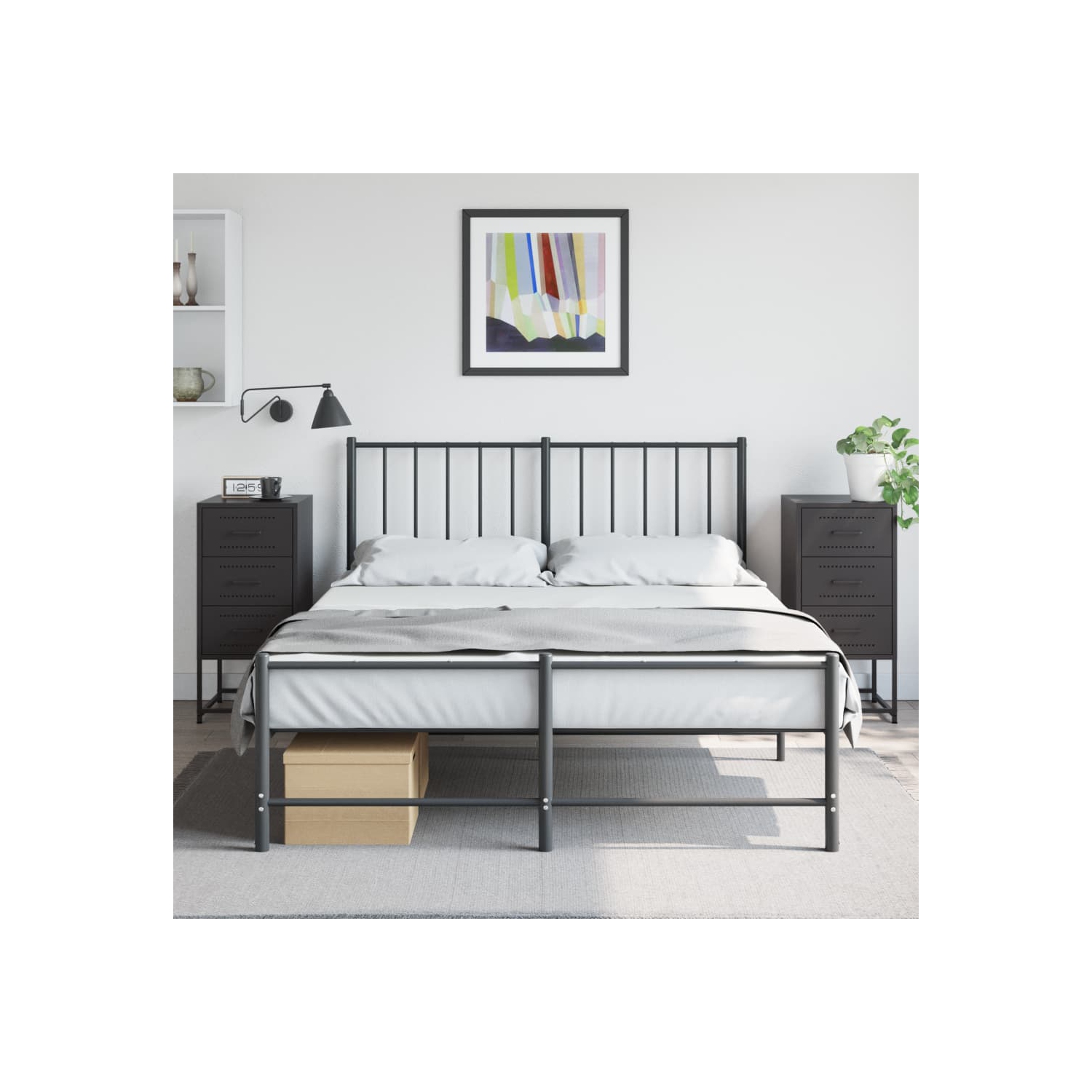 Armoires de chevet vidaXL 2 pièces en acier 36 x 39 x 78&nbsp;cm noir