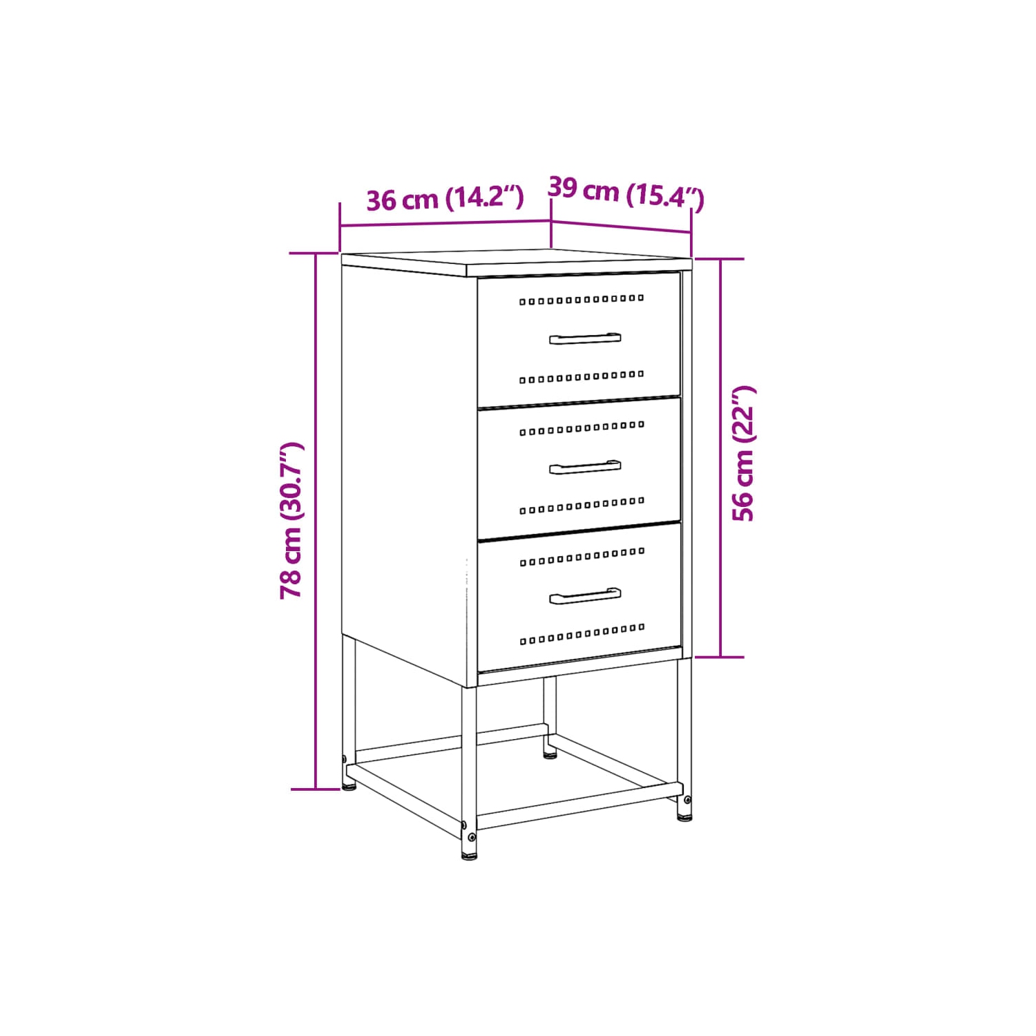 Armoires de chevet vidaXL 2 pièces en acier 36 x 39 x 78&nbsp;cm noir