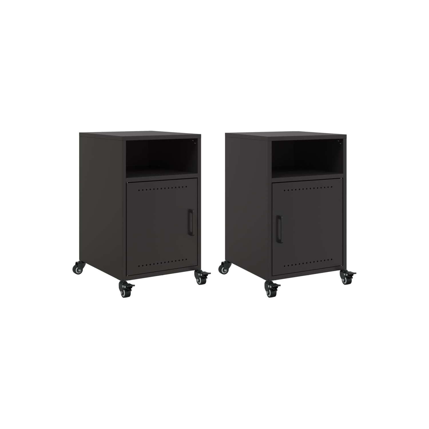 Armoires de chevet vidaXL 2 pièces en acier 36 x 39 x 59&nbsp;cm noir