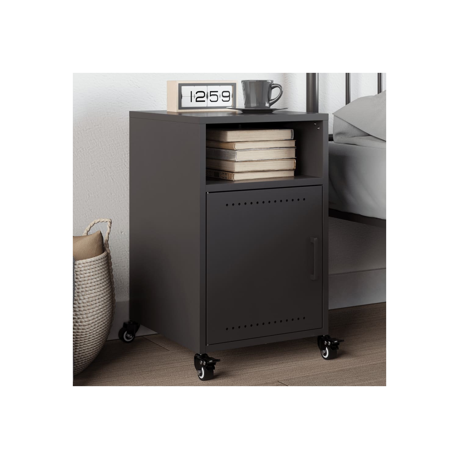 Armoire de chevet vidaXL en acier 36 x 39 x 59&nbsp;cm noir