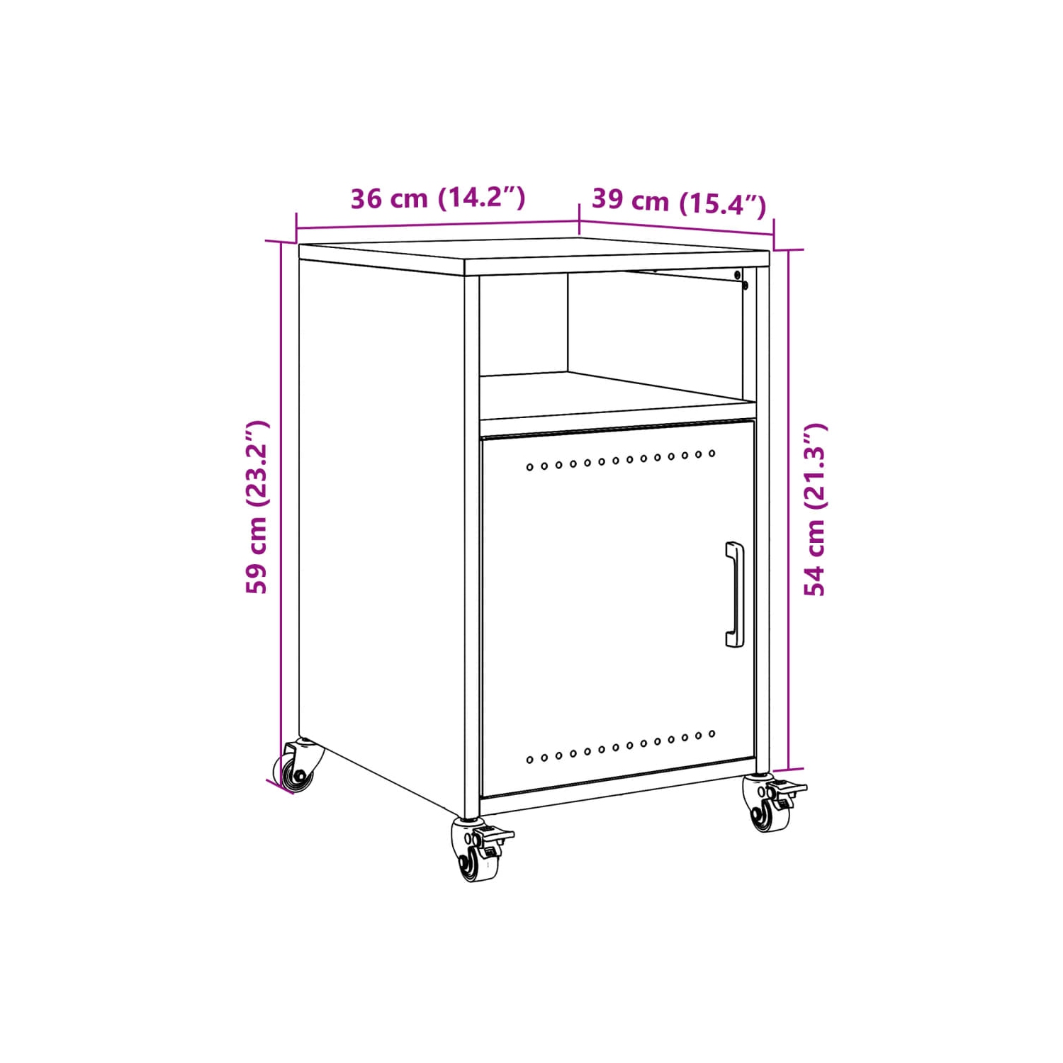 Armoire de chevet vidaXL en acier 36 x 39 x 59&nbsp;cm noir