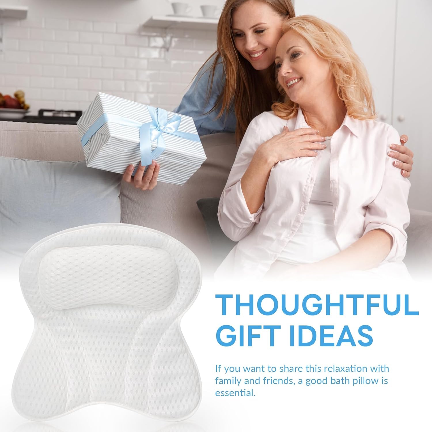 Oreillers de bain pour baignoire,Coussin de bain Oreiller de baignoire Appuie-tête et soutien dorsal avec tissu en filet et ventouses, Accessoires de