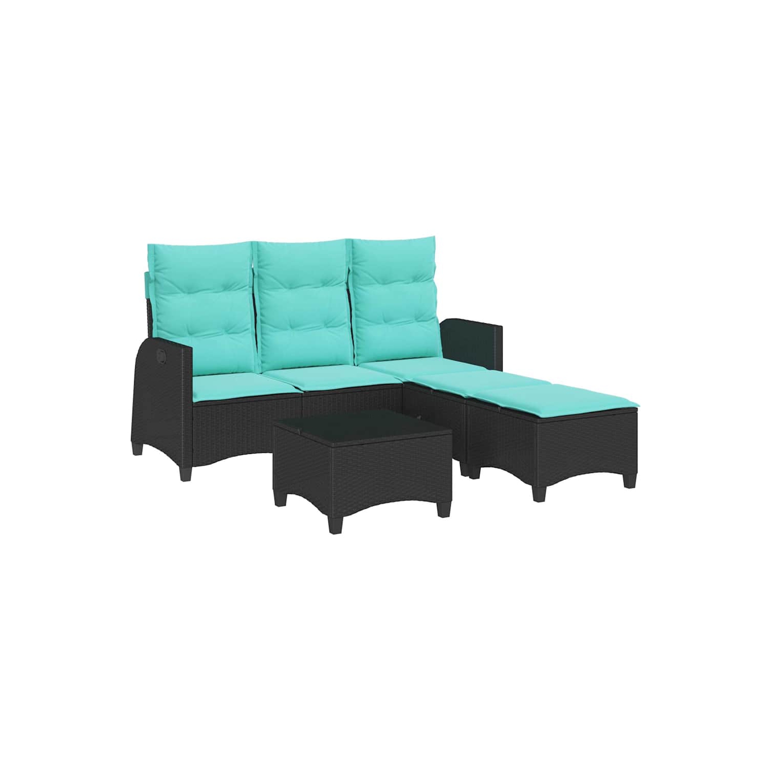 Ensemble de 3 pièces avec canapé de jardin et coussins en L en poly rotin noir VidaXL