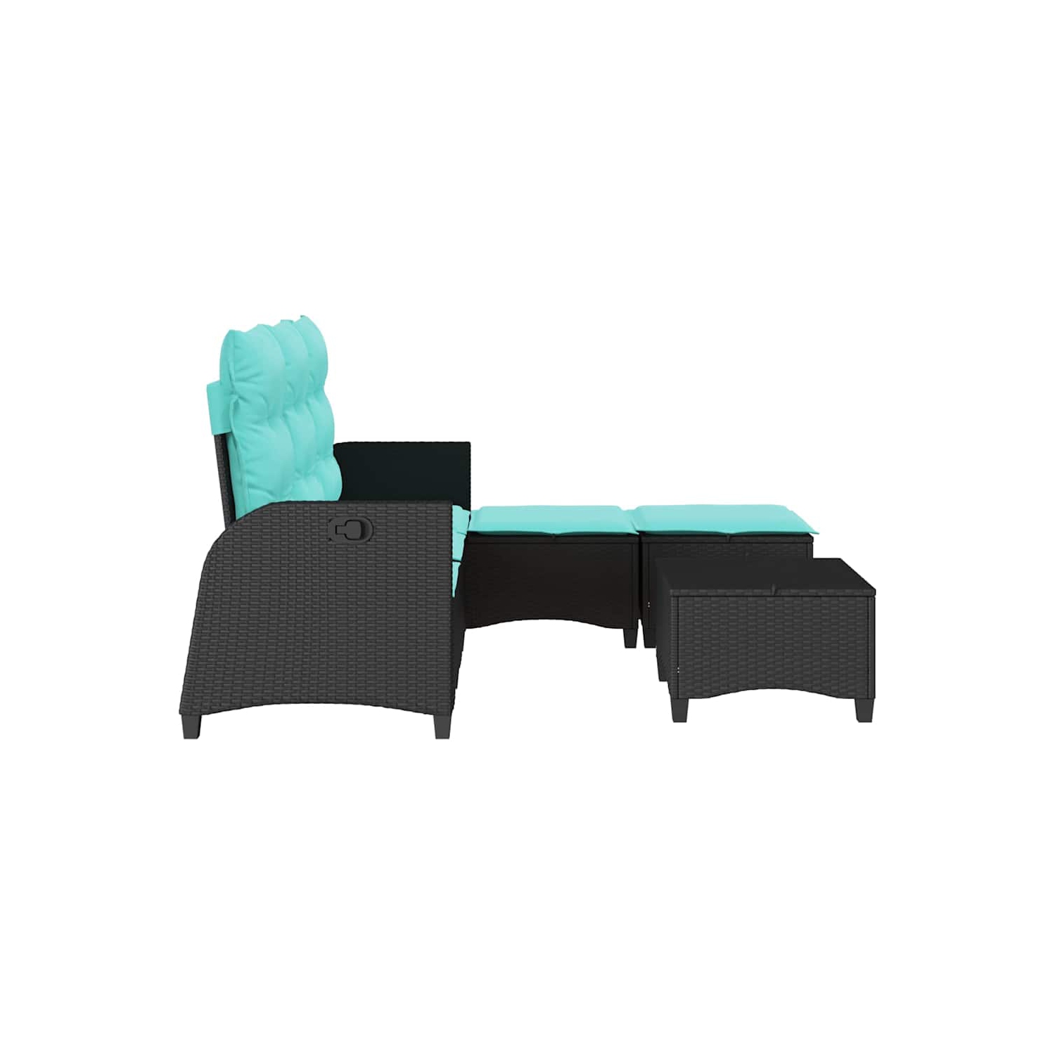 Ensemble de 3 pièces avec canapé de jardin et coussins en L en poly rotin noir VidaXL