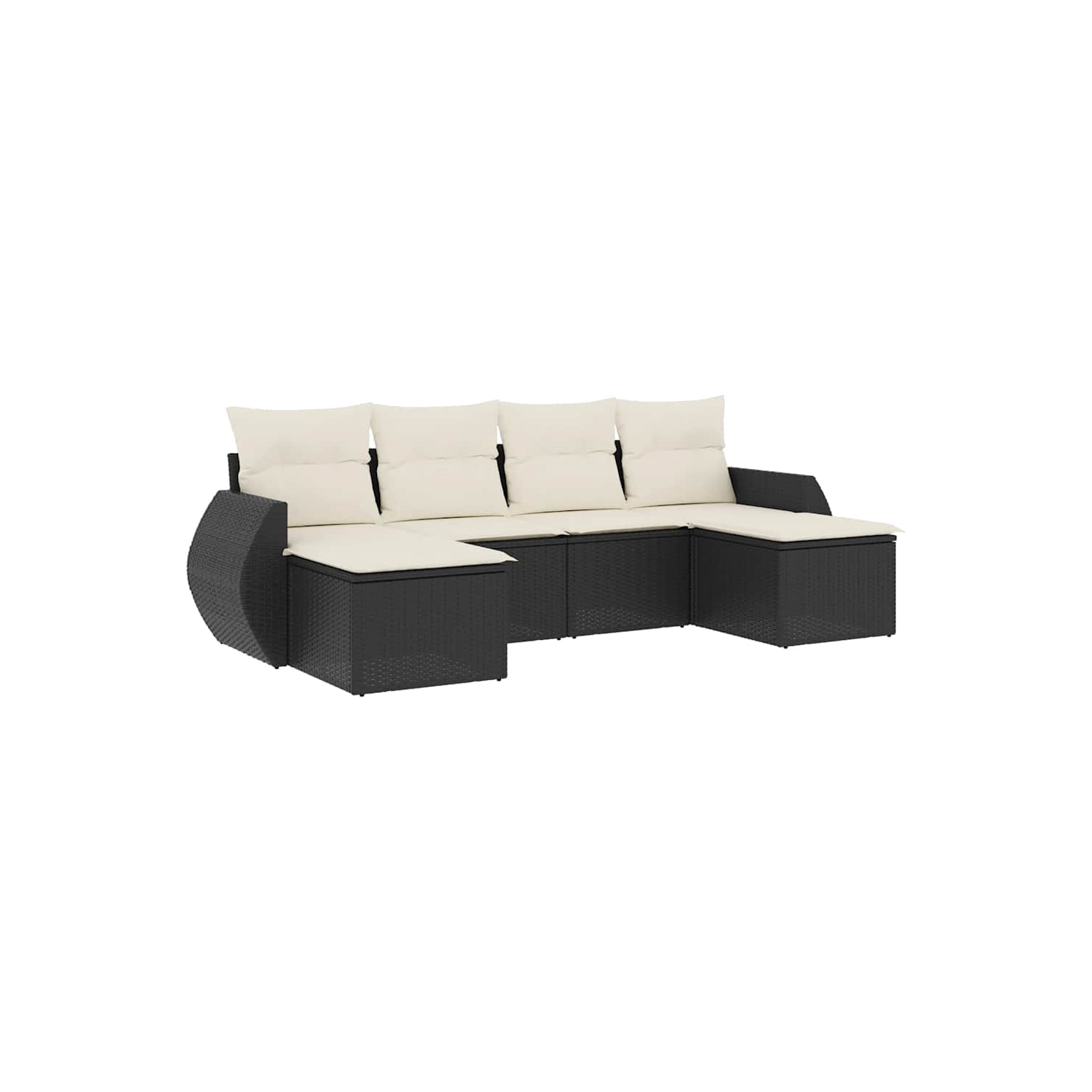 vidaXL 6 Piece Garden Sofa Set with Cushions Black Poly Rattan