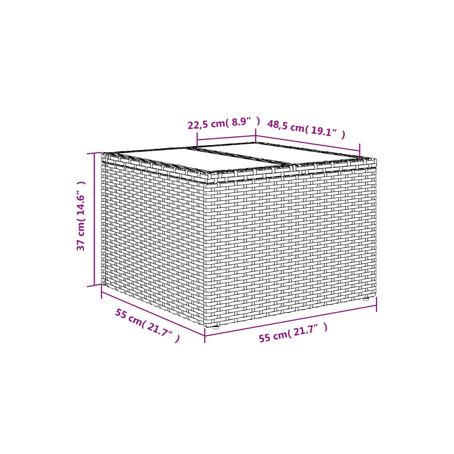 Ensemble de 10 pièces avec canapé de jardin et coussins en rotin de polyester noir VidaXL