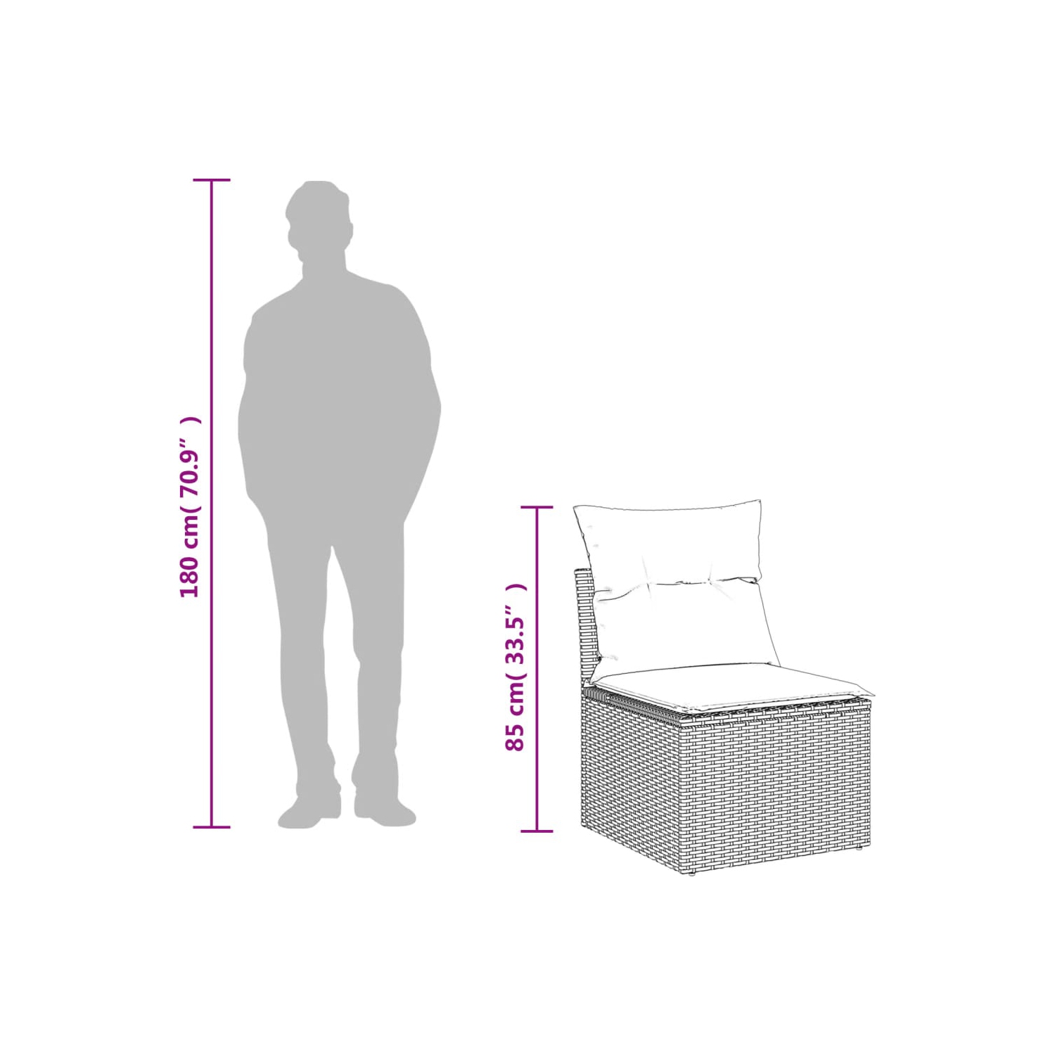 Ensemble de 10 pièces avec canapé de jardin et coussins en rotin de polyester noir VidaXL