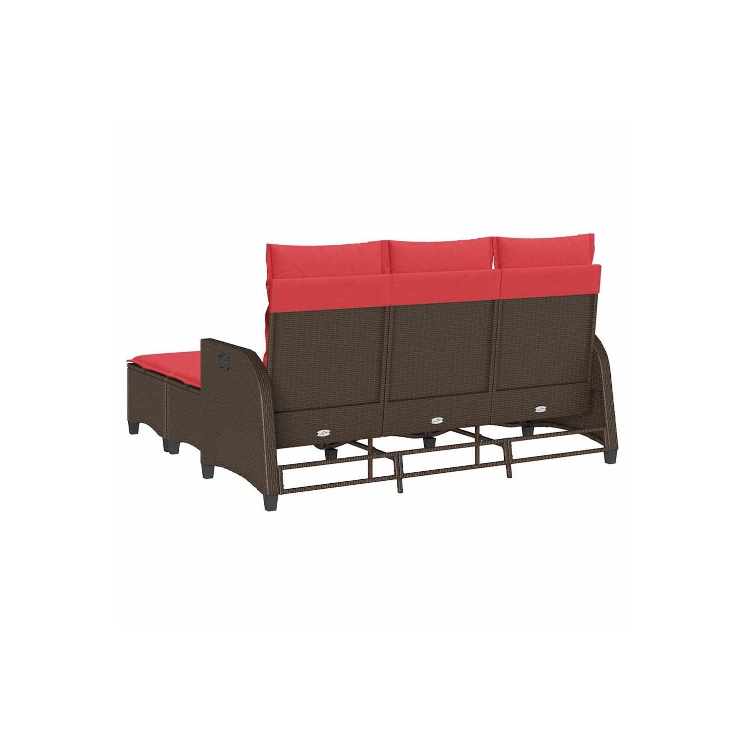 Ensemble de 3 pièces avec canapé de jardin et coussins en L brun et rotin de polyester vidaXL