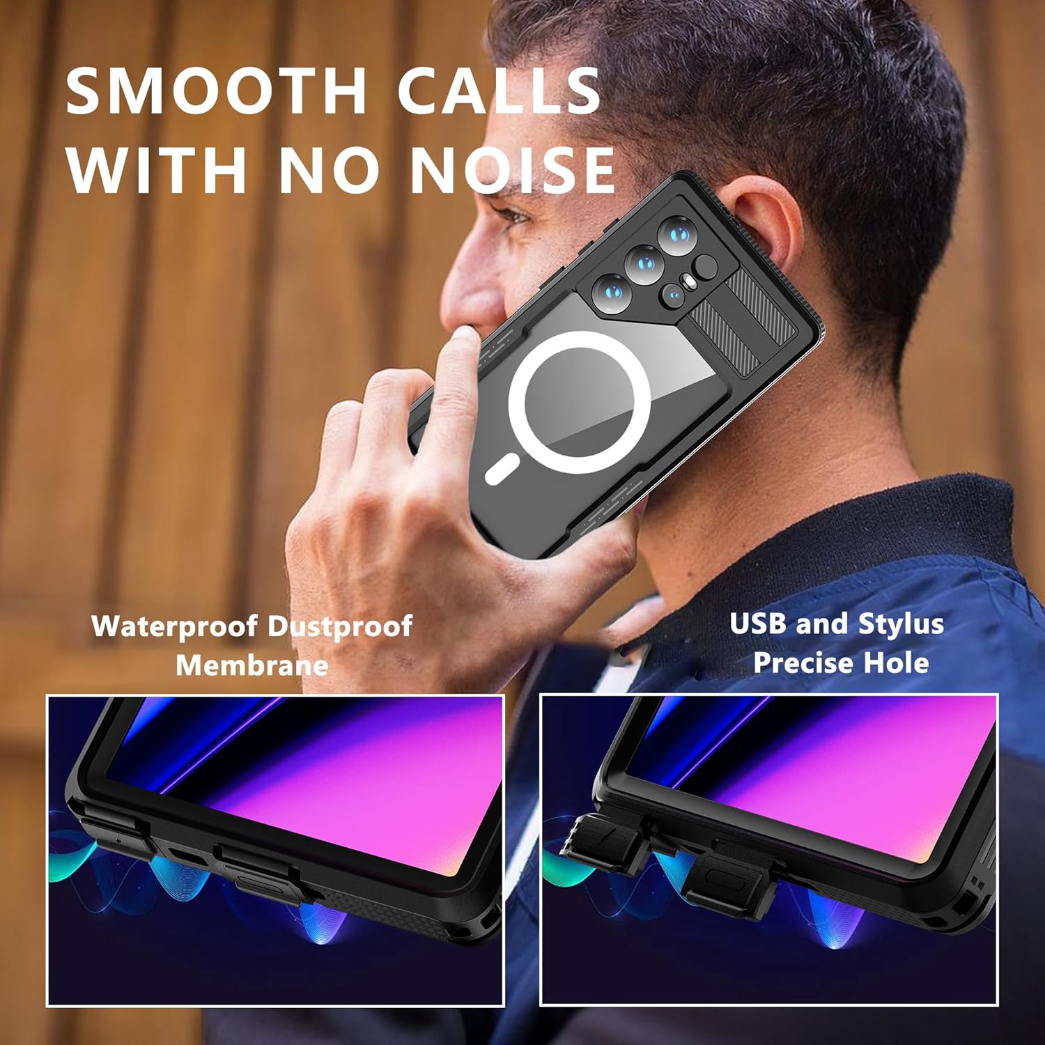 Diving for Samsung S24ultra mobile phone magnetic suction case full waterproof and anti-fall protective cover diving shell compatible with Magsafe -