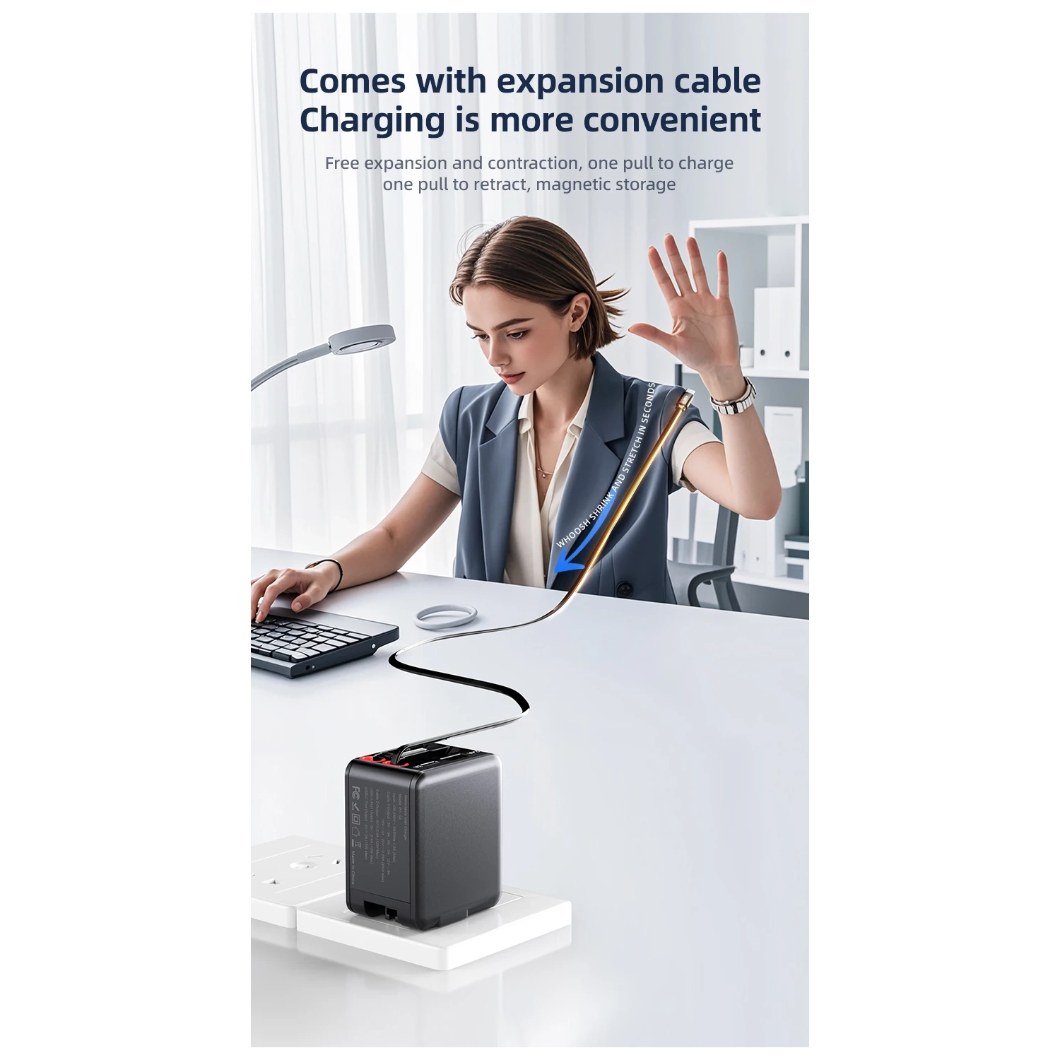 Charger 84W with retractable cable fast charging head for Apple mobile phone charging head 84W four-port travel wall fast charger with retractable