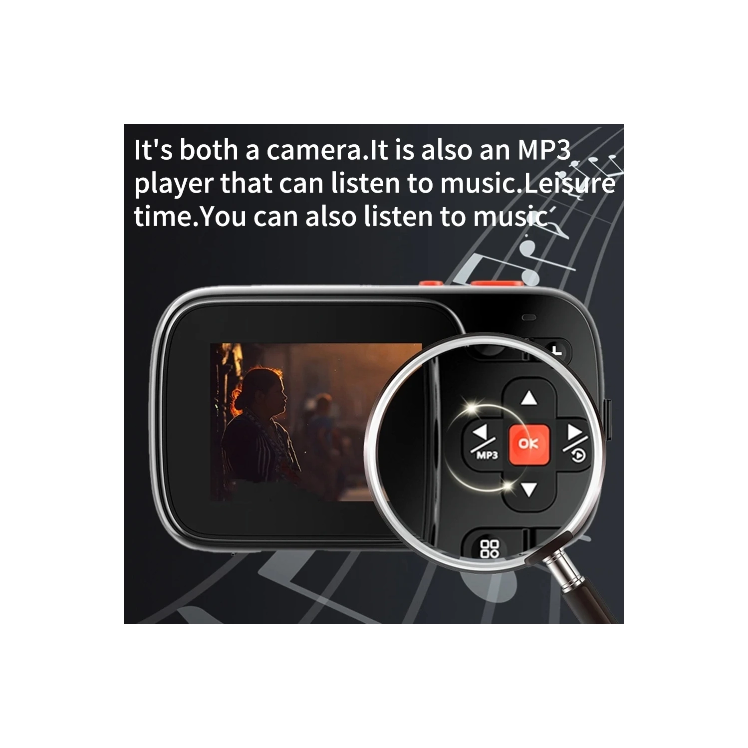 Dual-screen HD digital camera, 16x digital zoom, auto focus, 1.54-inch HD display, 72-megapixel HD camera, suitable for travel and portable shooting