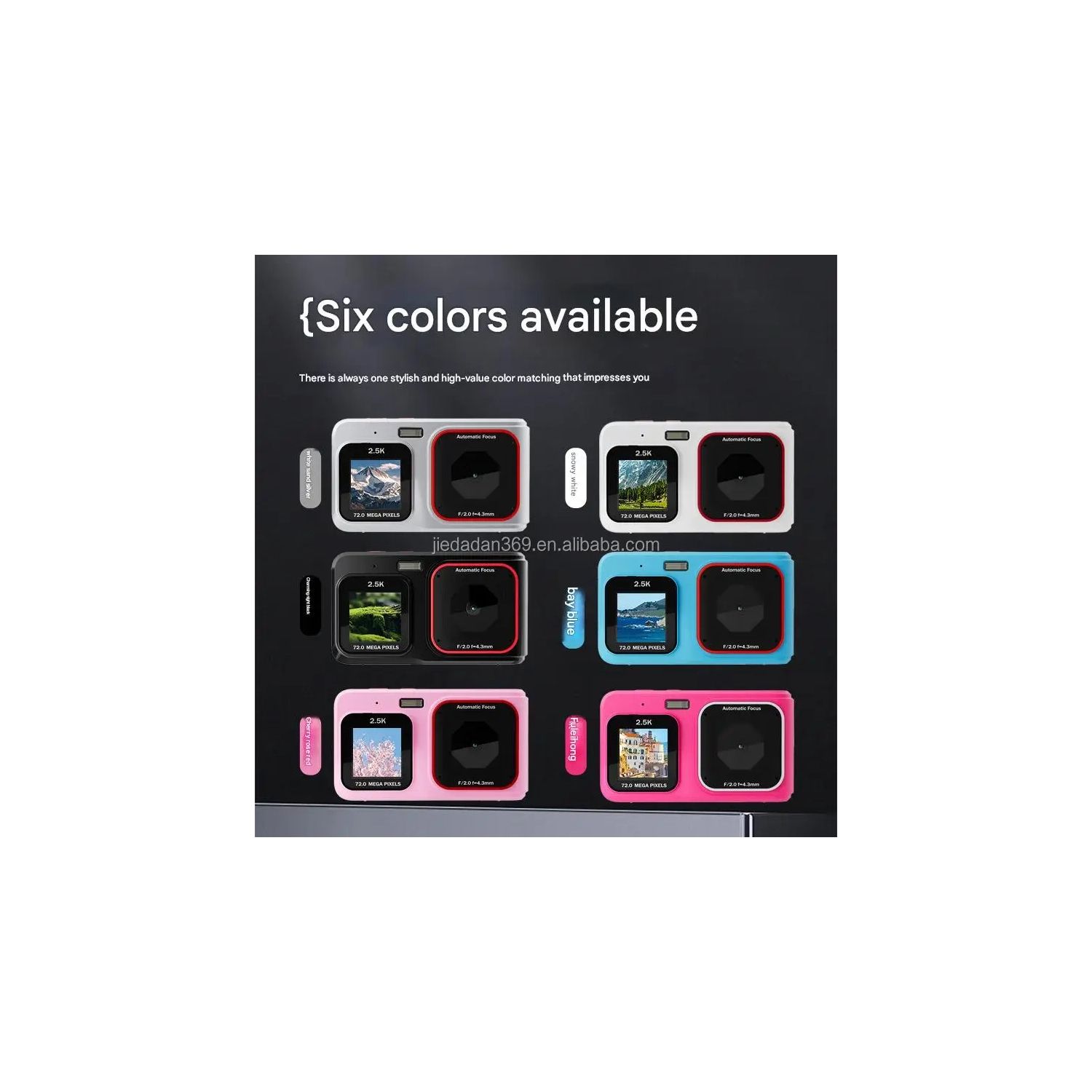 Dual-screen Selfie HD pixel camera, 72-megapixel HD digital camera, 2.4-inch front camera, 1.5-inch rear camera, dual-screen student MP3 player,