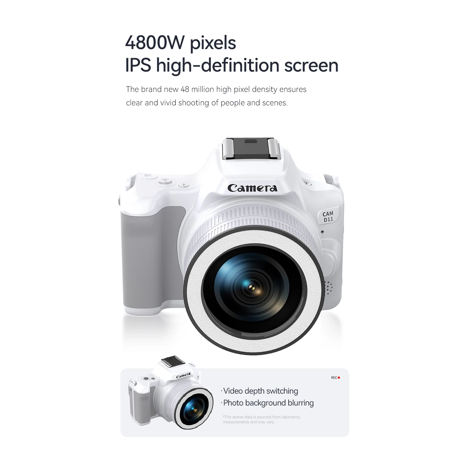 D11 HD 48MP Mini SLR Digital Camera Dual Camera Beauty Light Selfie Video Recording CCD Camera - D11 Black Standard 32G Memory Card + Card Reader +