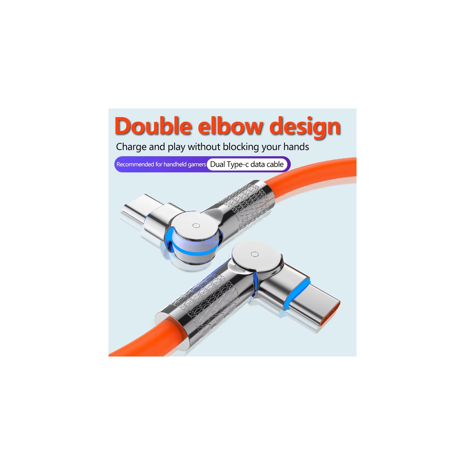 Double elbow typec super fast charging 180 degree rotating data cable charging cable hand-2m [double rotating typec head] 60W