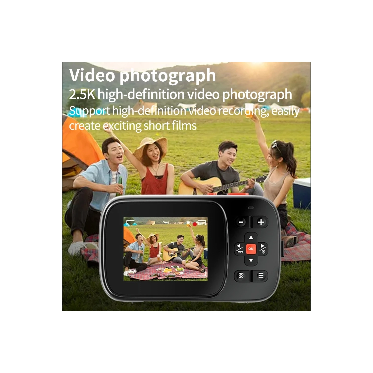 Dual-screen HD digital camera, 16x digital zoom, auto focus, 1.54-inch HD display, 72-megapixel HD camera, suitable for travel and portable shooting