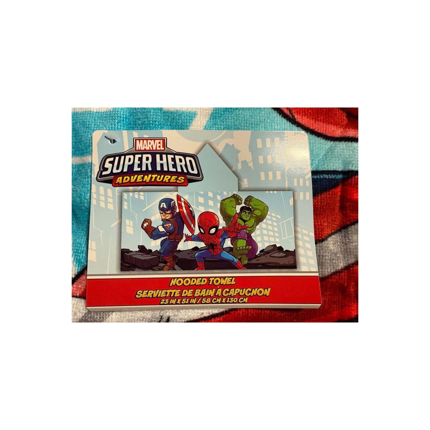 Serviette à capuchon multicolore pour enfants Marvel Super Hero Adventures – 100 % coton