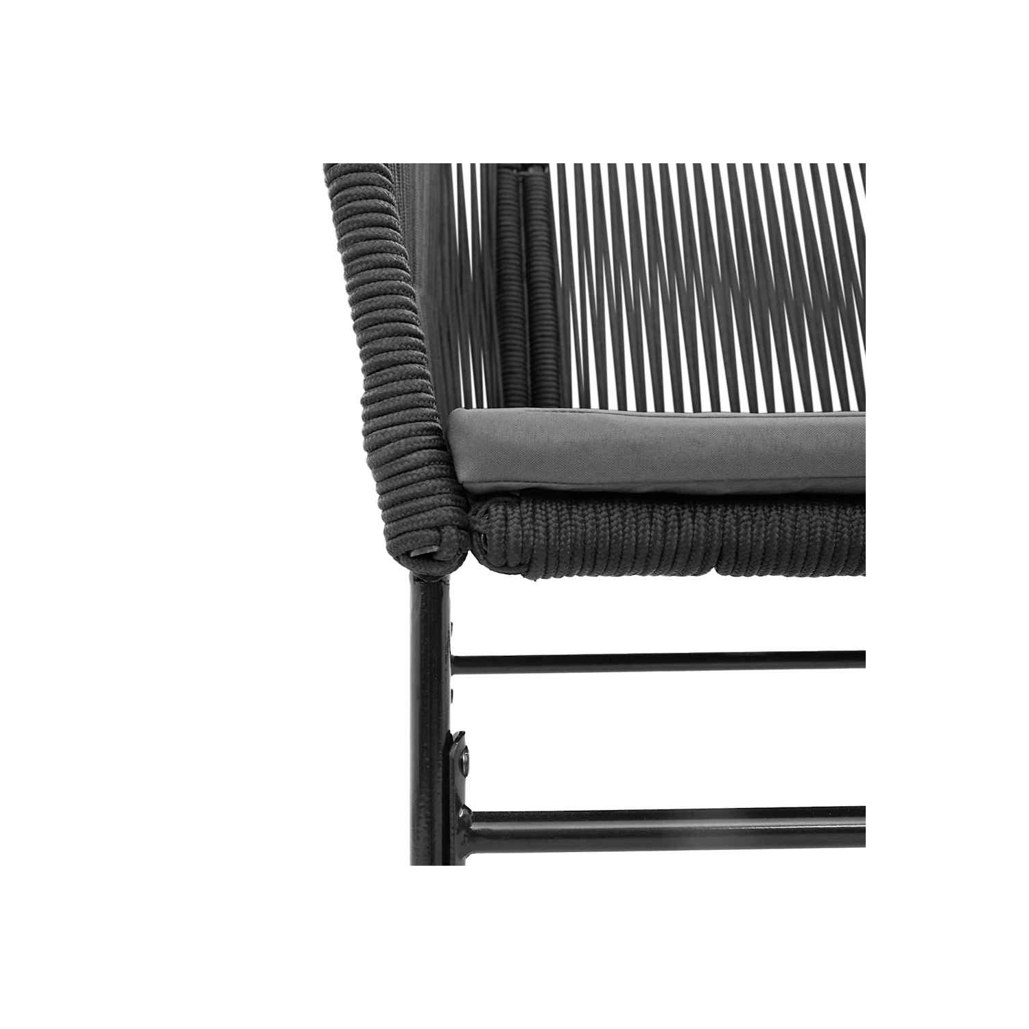 Ensemble de salle à manger 7 pièces vidaXL avec coussins en verre de rotin et polyester noir