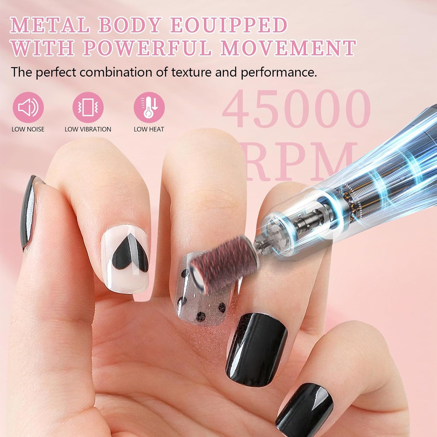 Electric Nail File Professional Kit,Portable Nail Drill Electric File with Bits & Base,LED Screen,Silent Rechargeable Nail Drills Machine for Acrylic