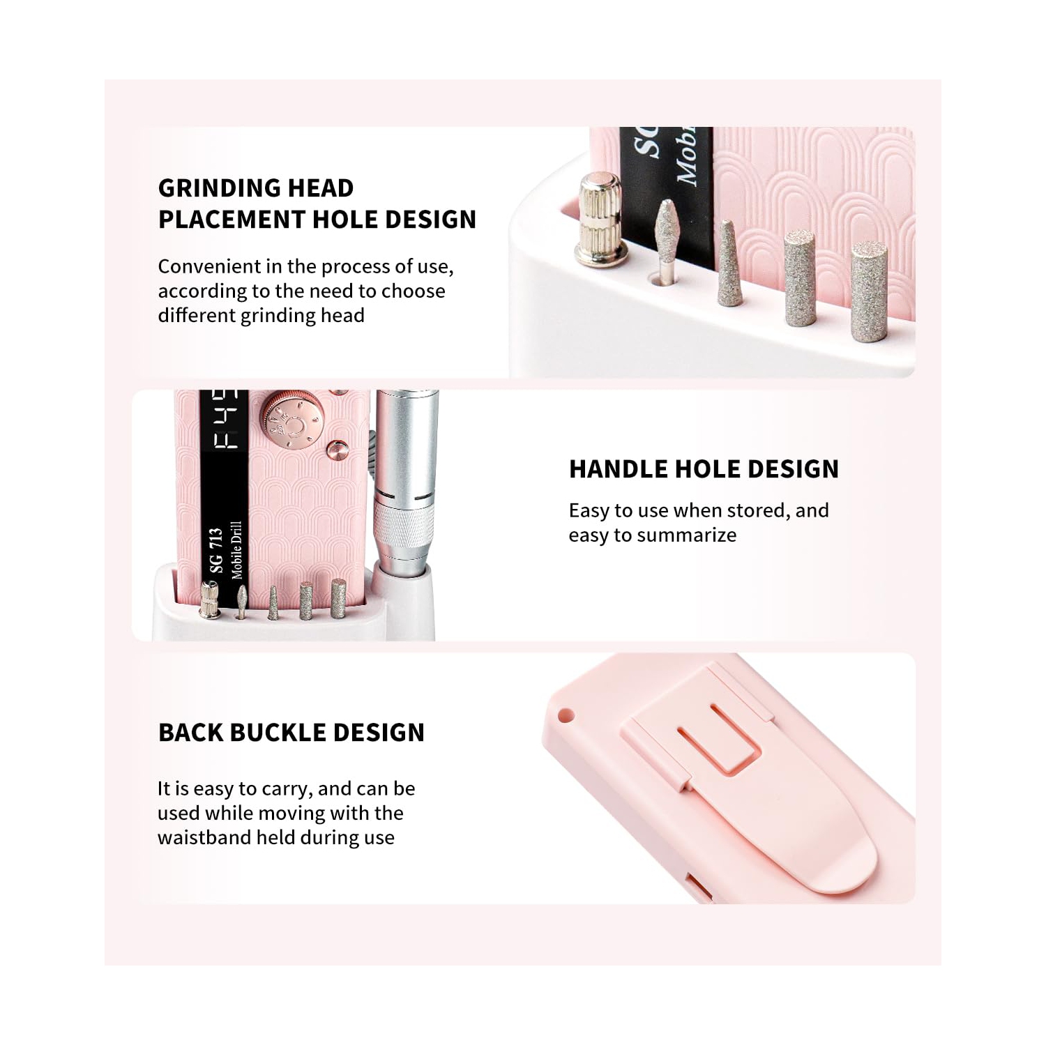 Electric Nail File Professional Kit,Portable Nail Drill Electric File with Bits & Base,LED Screen,Silent Rechargeable Nail Drills Machine for Acrylic