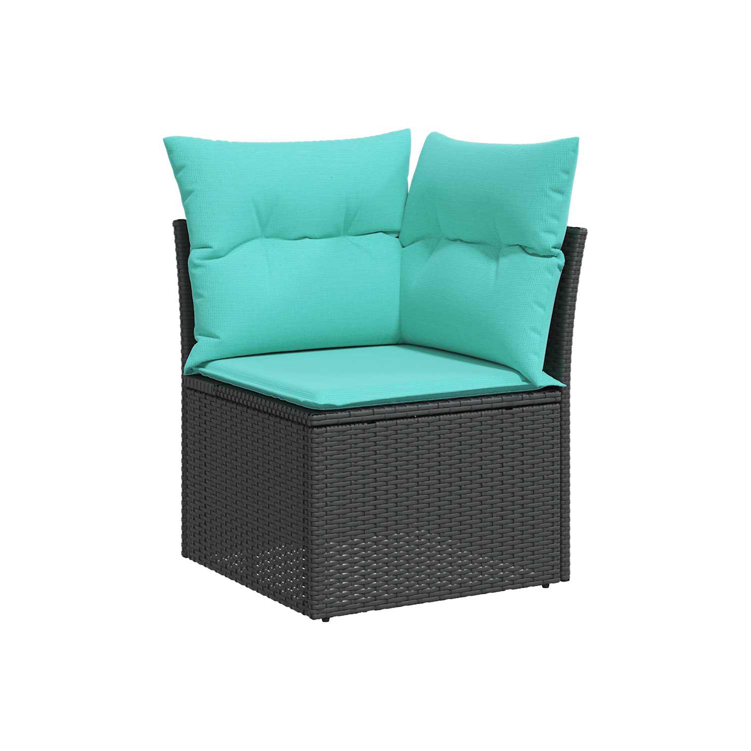 Ensemble de 7 pièces avec divan de jardin et coussins en poly/rotin/acacia noir VidaXL