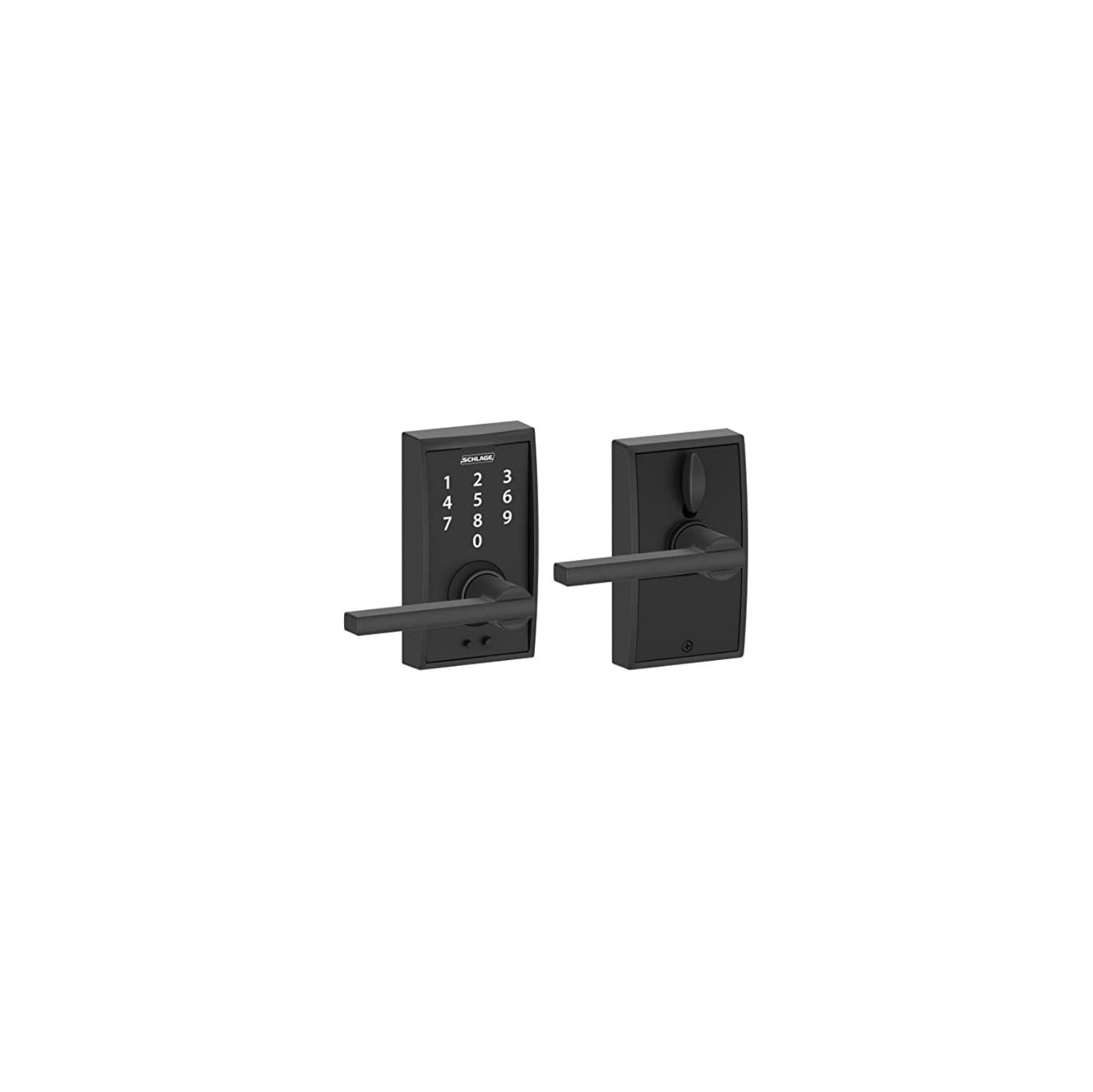 Matte Black Century Electronic Deadbolt Lock, with Lever