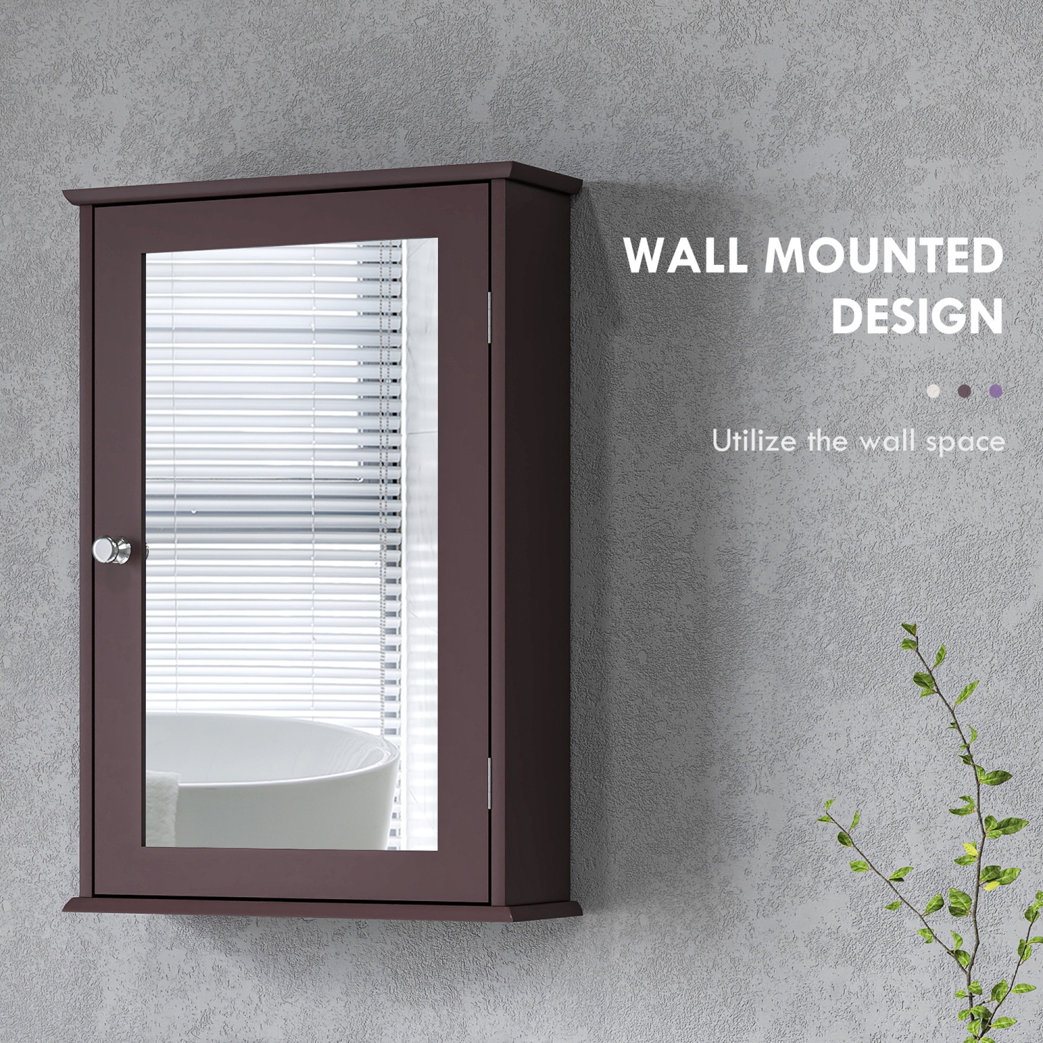 Armoire miroir de salle de bain kleankin, armoire à pharmacie murale, armoire de rangement avec porte et tablettes, brun foncé