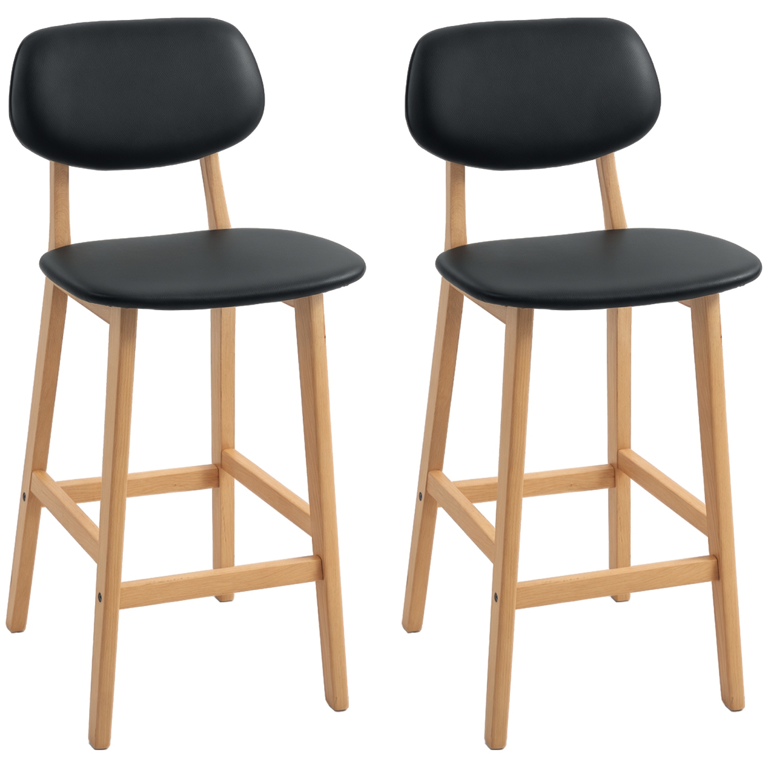 Ensemble de 2 tabourets de bar modernes de HOMCOM, tabourets de bar à hauteur de comptoir recouverts de cuir PU, chaises de bar pour cuisine avec