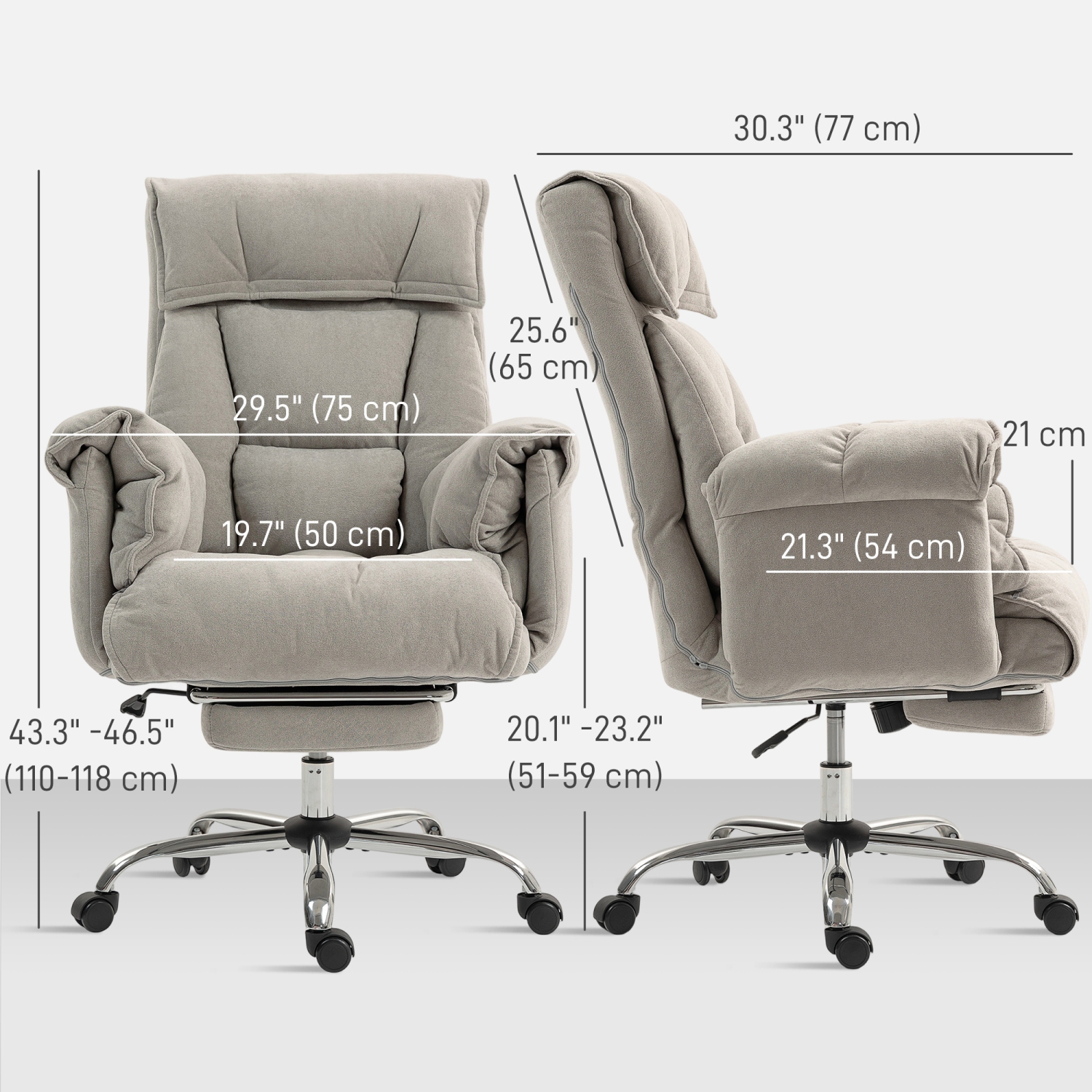 HOMCOM Executive Office Chair Comfy with Foot Rest, Reclining Swivel Computer Desk Chair with High Back, Thick Cushion, Padded Armrest, Adjustable
