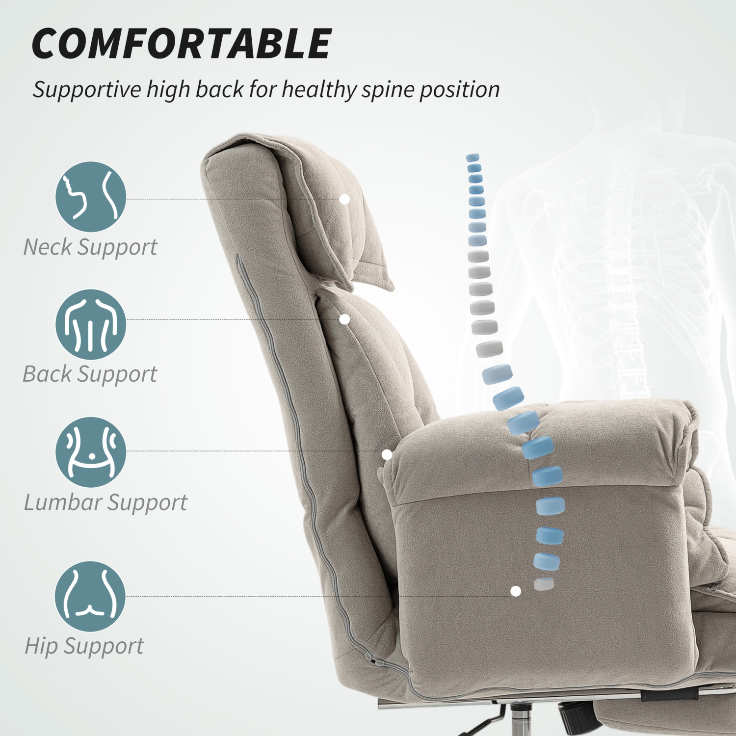 HOMCOM Executive Office Chair Comfy with Foot Rest, Reclining Swivel Computer Desk Chair with High Back, Thick Cushion, Padded Armrest, Adjustable