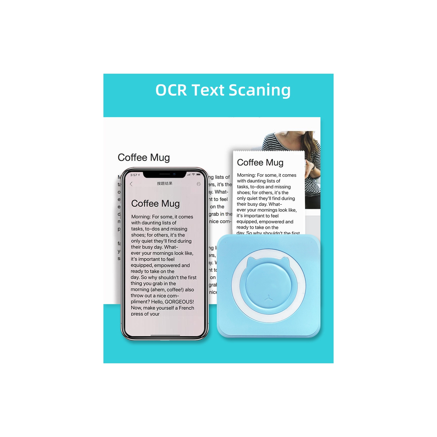 Mini Pocket Printer Thermal Print Bluetooth Connected Photos for iOS and Android, Inkless Sticker Printer - Purple